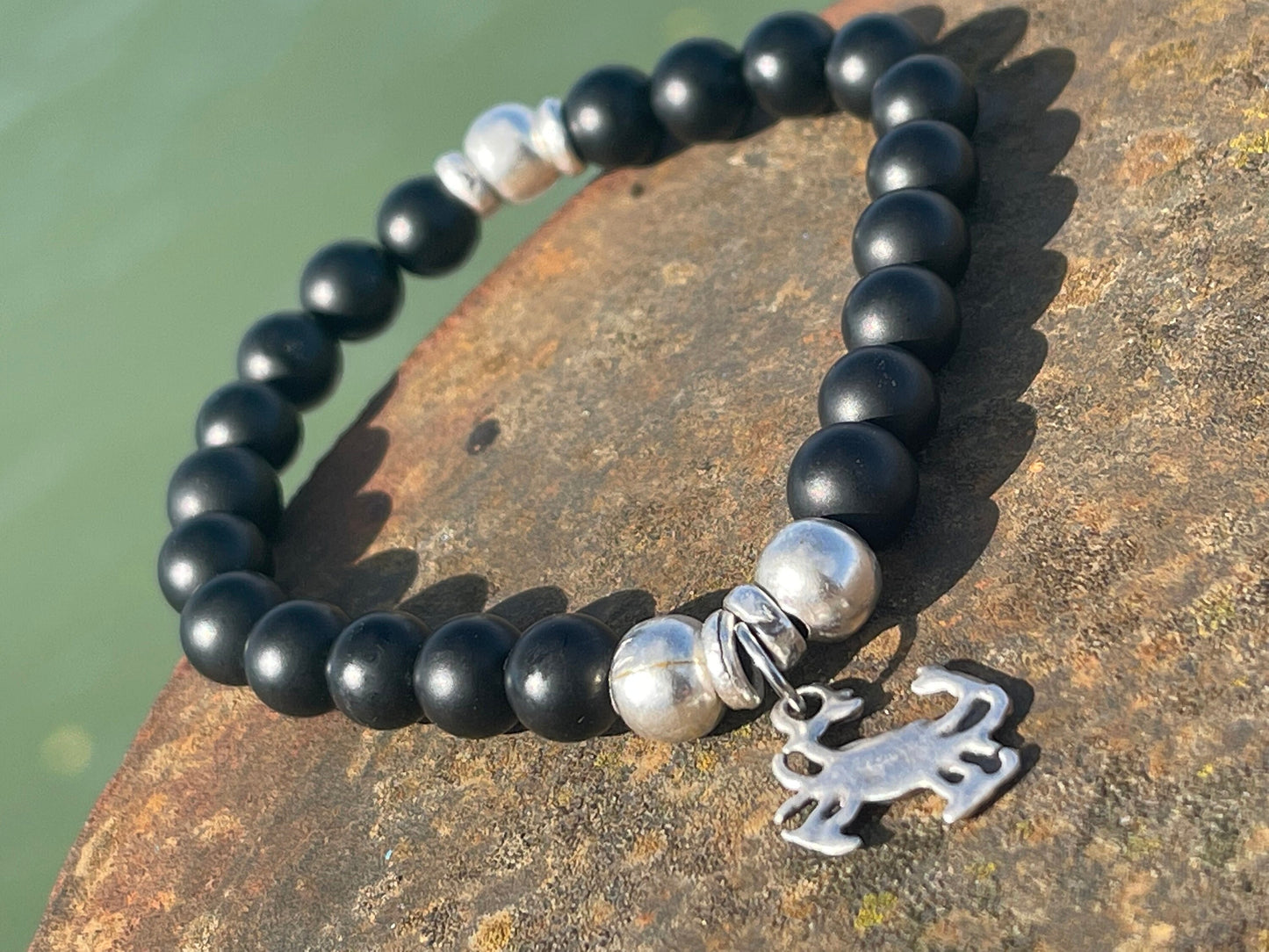 Gemstone bracelet, handmade gift for him, crab bracelet, black onyx braclet, gift for a man, mans bracelet, boho bracelet, gifts for men