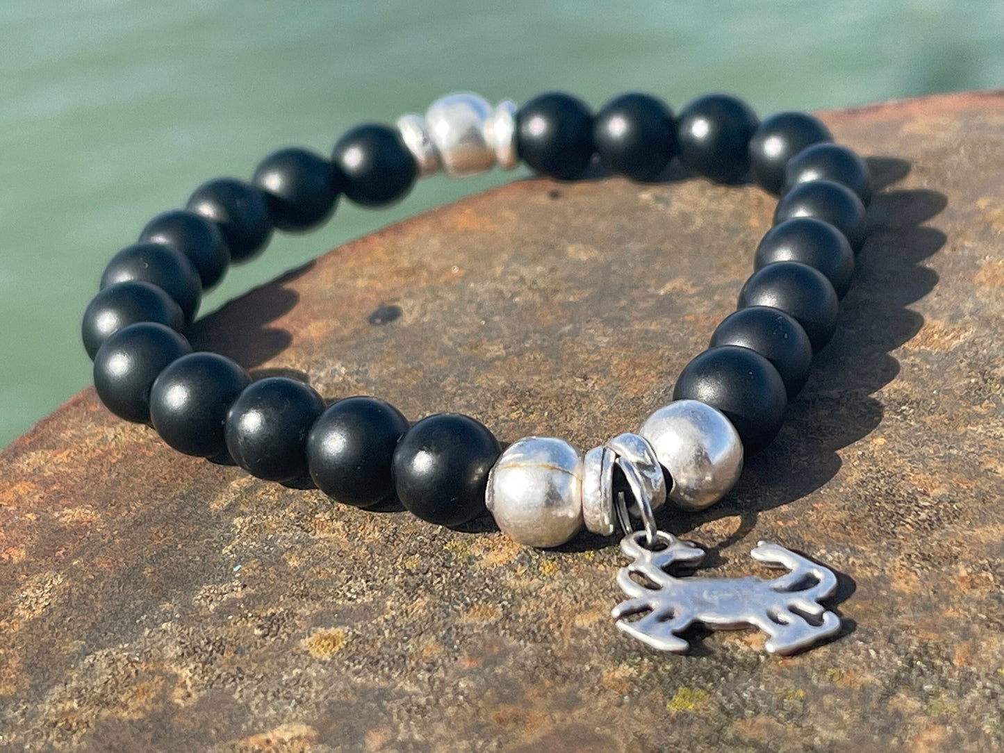 Gemstone bracelet, handmade gift for him, crab bracelet, black onyx braclet, gift for a man, mans bracelet, boho bracelet, gifts for men