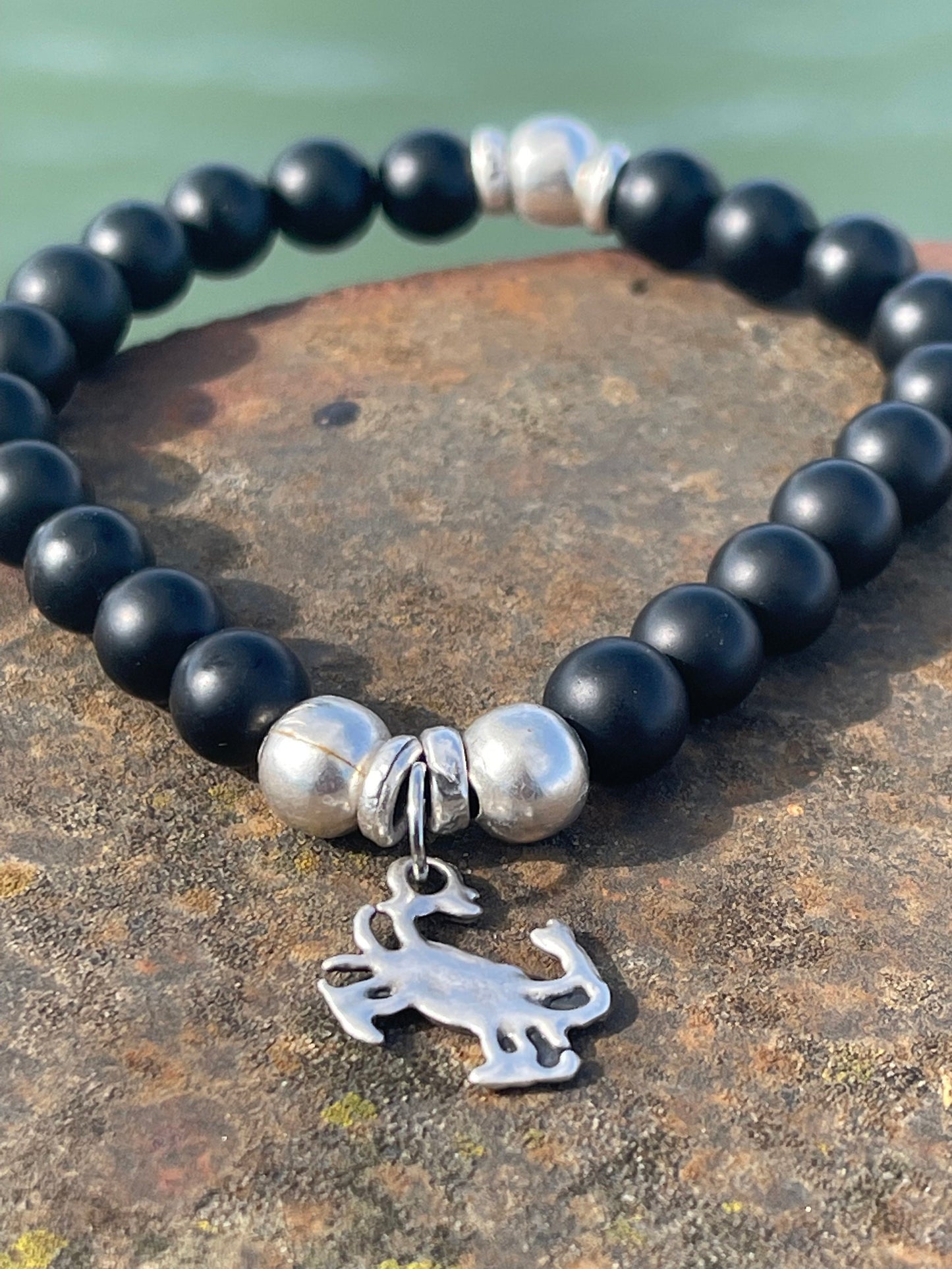 Gemstone bracelet, handmade gift for him, crab bracelet, black onyx braclet, gift for a man, mans bracelet, boho bracelet, gifts for men