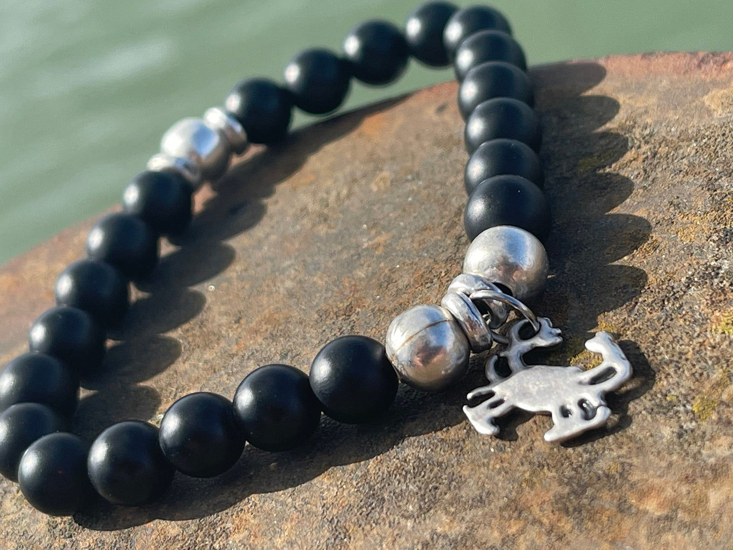 Gemstone bracelet, handmade gift for him, crab bracelet, black onyx braclet, gift for a man, mans bracelet, boho bracelet, gifts for men