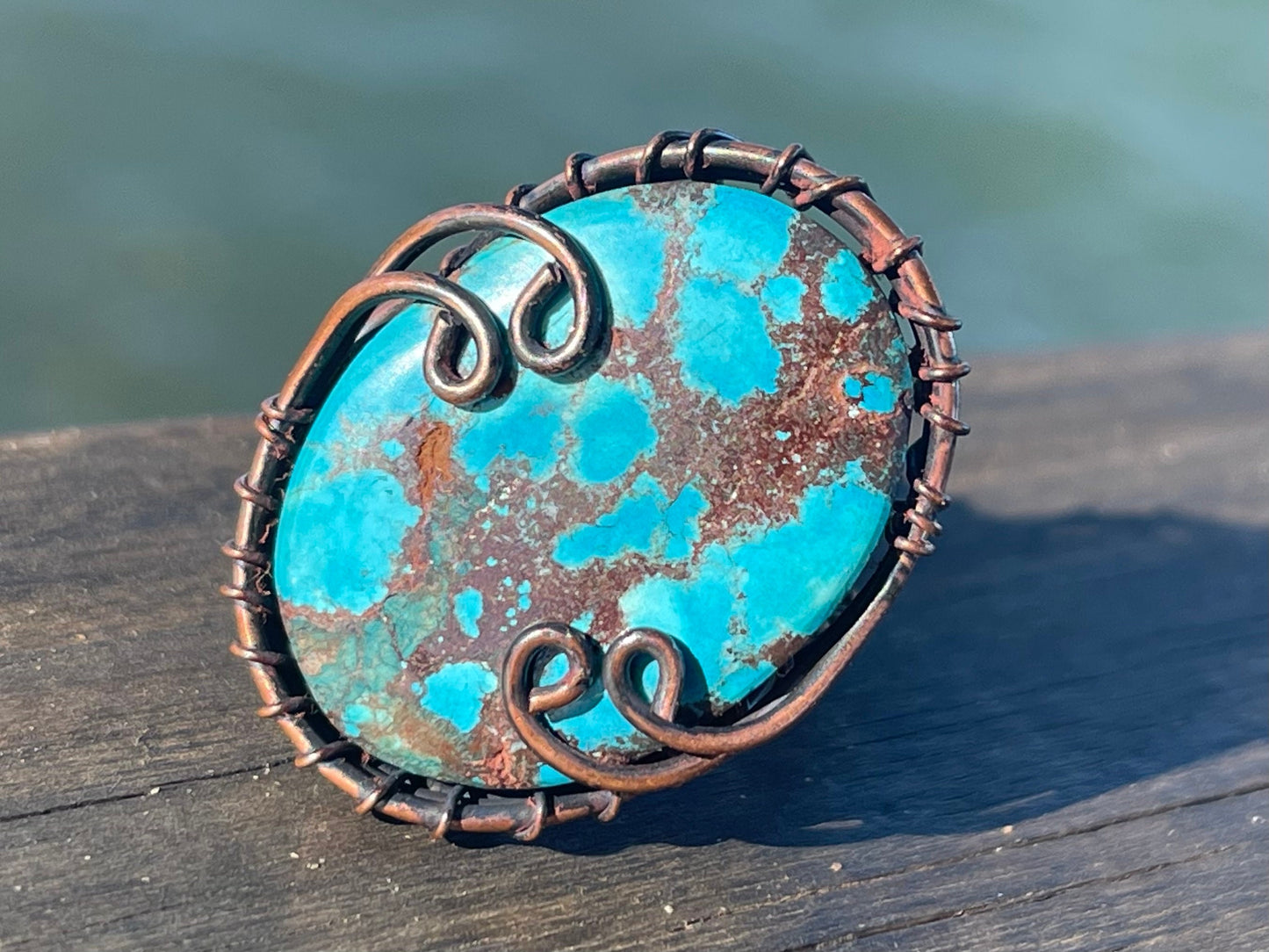 Ethically sourced turquoise ring. Unique gift for her, romantic gift, blue gemstone ring, ethical jewellery, handmade ring, boho ring