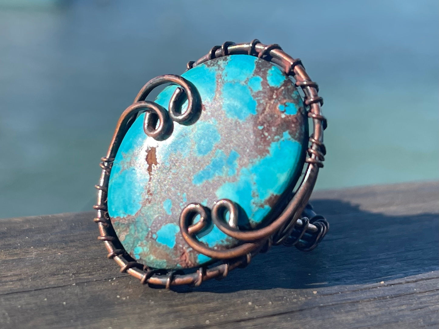 Ethically sourced turquoise ring. Unique gift for her, romantic gift, blue gemstone ring, ethical jewellery, handmade ring, boho ring