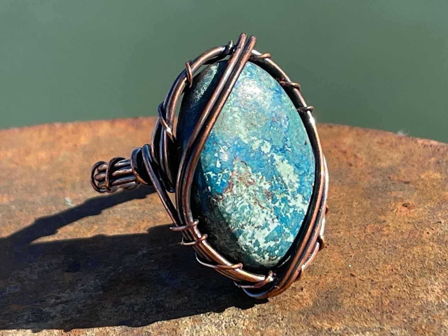 Shattuckite ring, ethical jewellery, blue gemstone ring, Shattuckite jewellery, boho gift for her, boho jewellery, handmade ring, hippy ring