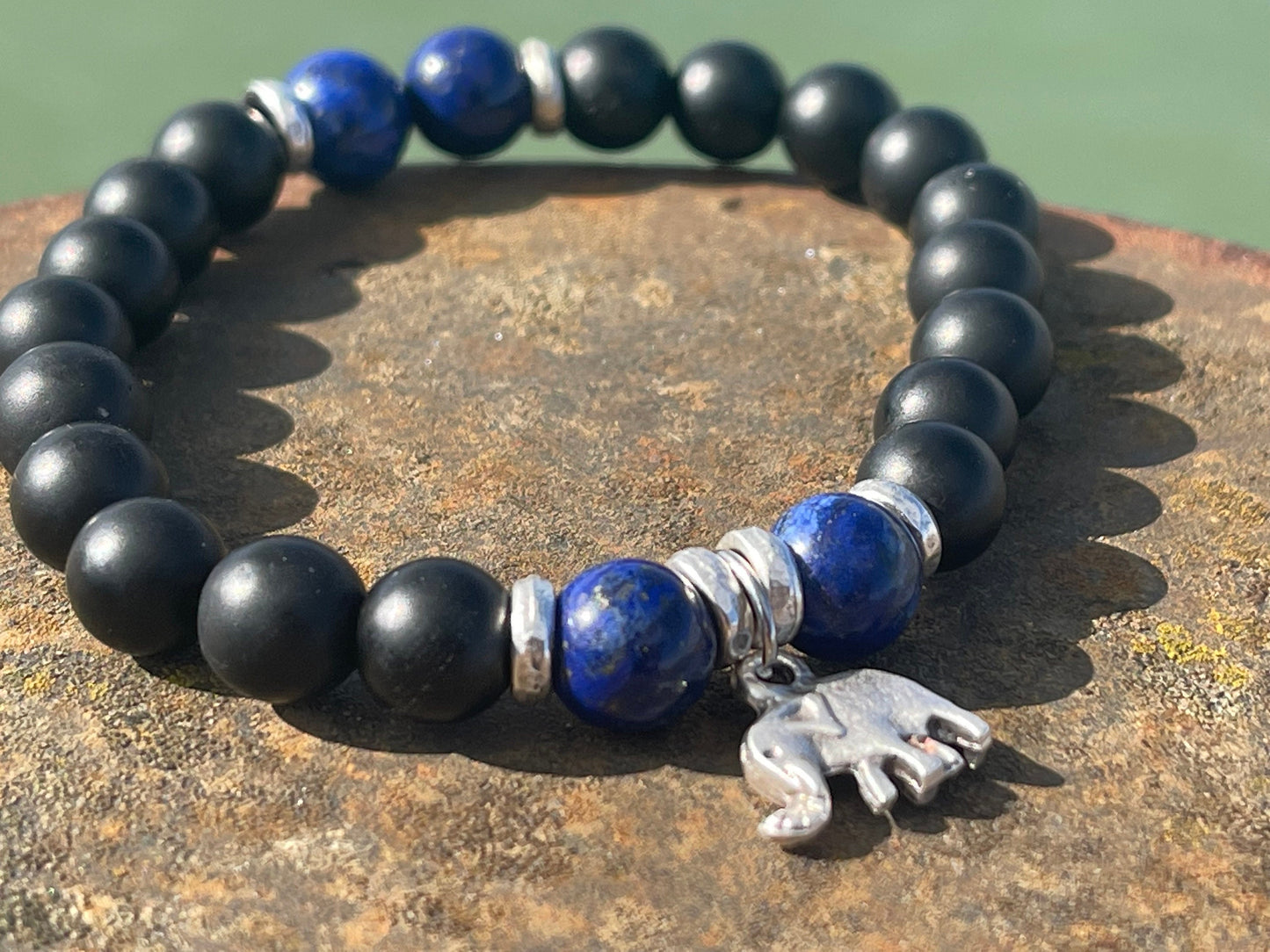 Gemstone bracelet, handmade gift for him, lapis bracelet, black onyx braclet, gift for a man, mans bracelet, boho bracelet, gifts for men