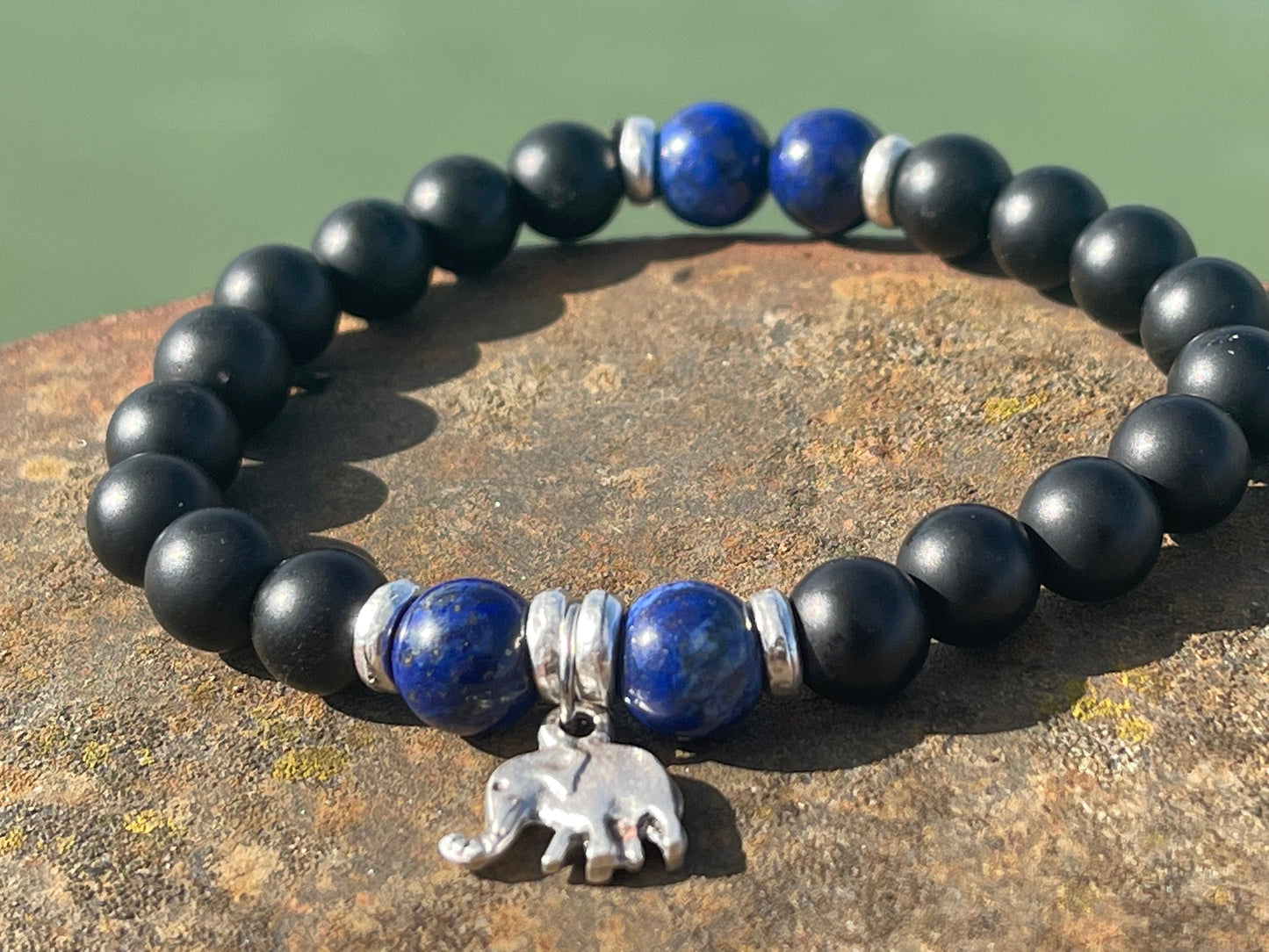 Gemstone bracelet, handmade gift for him, lapis bracelet, black onyx braclet, gift for a man, mans bracelet, boho bracelet, gifts for men