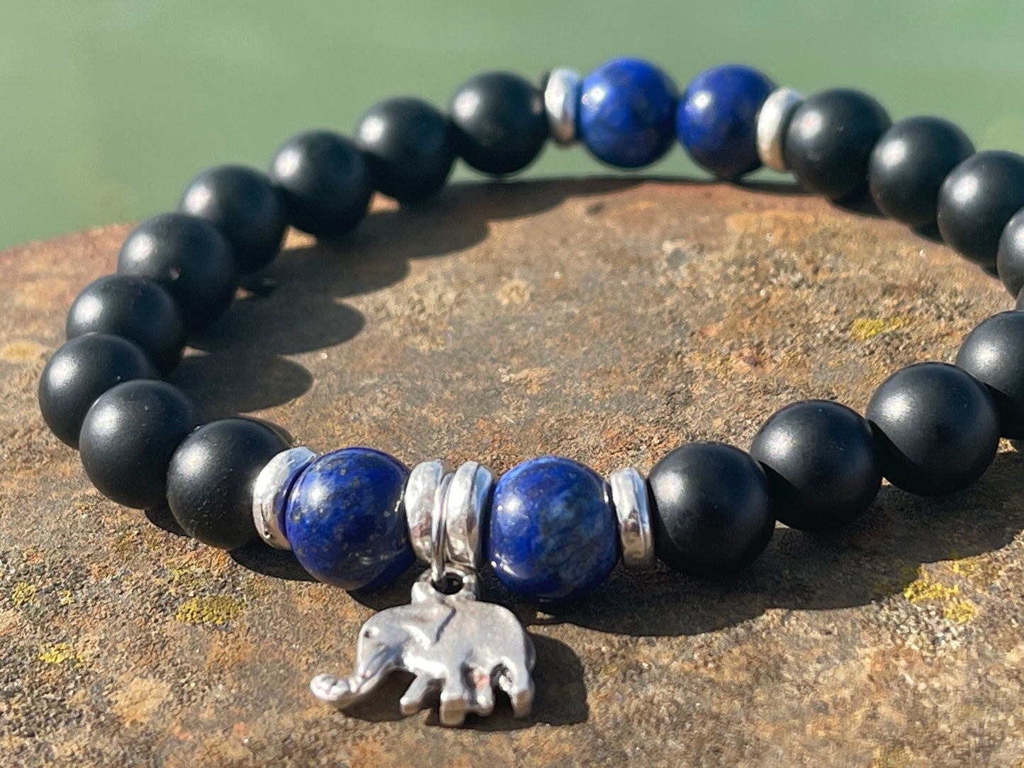 Gemstone bracelet, handmade gift for him, lapis bracelet, black onyx braclet, gift for a man, mans bracelet, boho bracelet, gifts for men