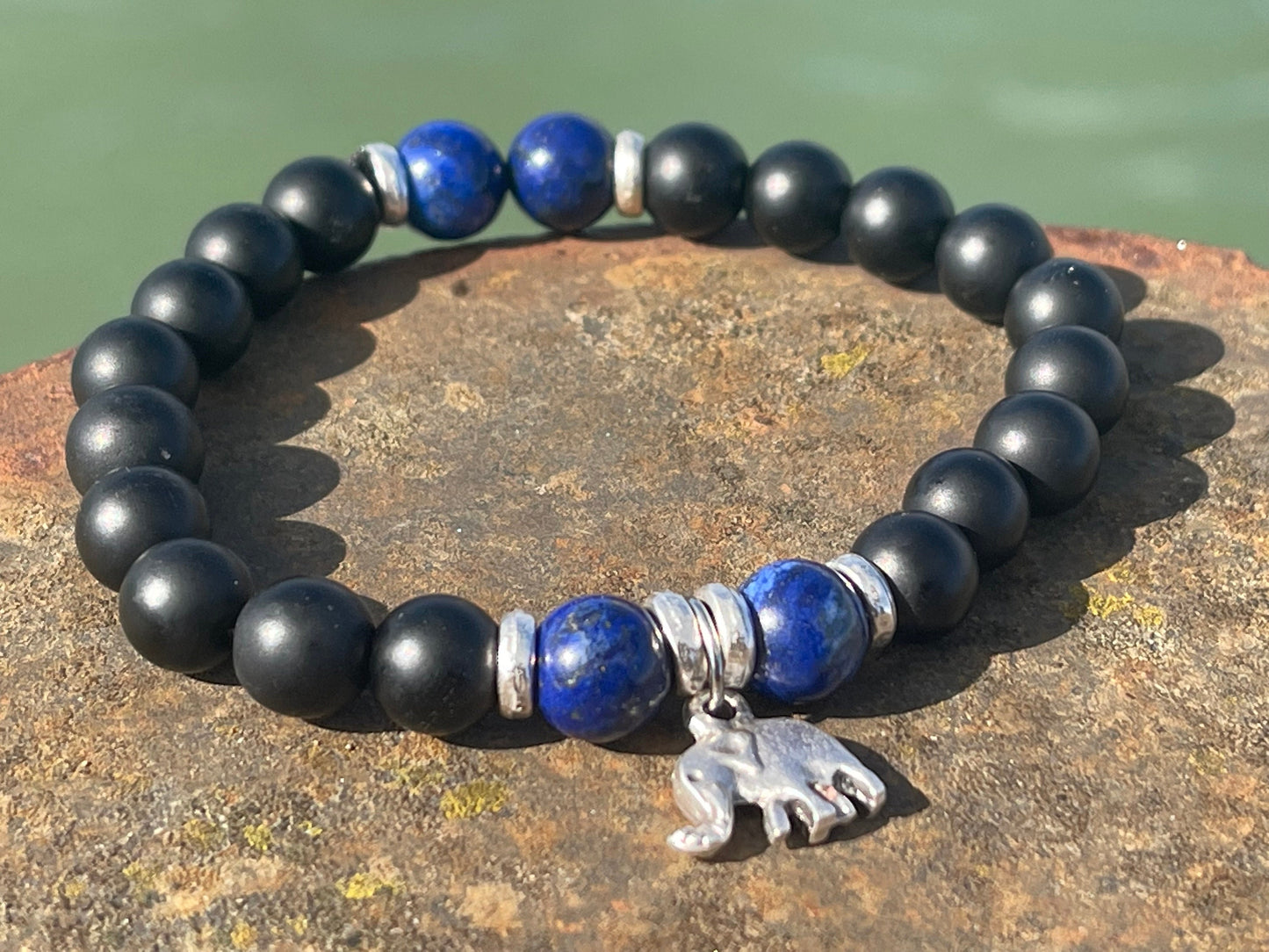 Gemstone bracelet, handmade gift for him, lapis bracelet, black onyx braclet, gift for a man, mans bracelet, boho bracelet, gifts for men