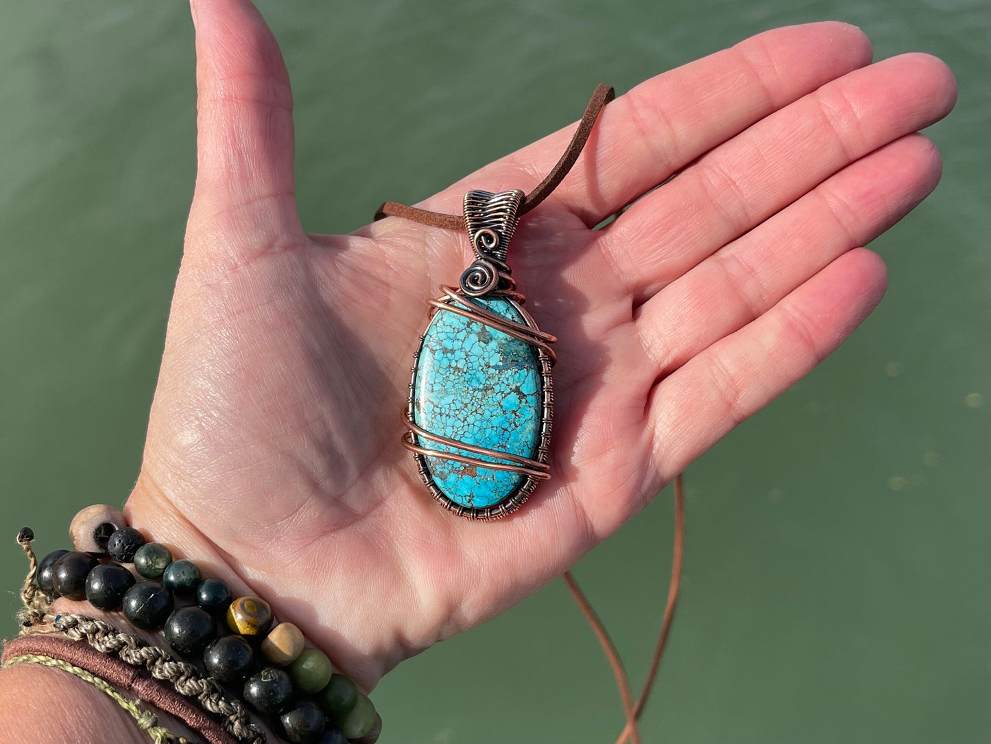 Ethically sourced turquoise necklace. Unique gift for her, romantic gift, blue gemstone necklace, ethical jewellery, handmade boho necklace