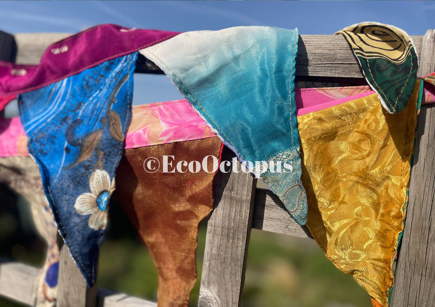 JOYFUL multi-coloured bunting. Handmade recycled bunting.