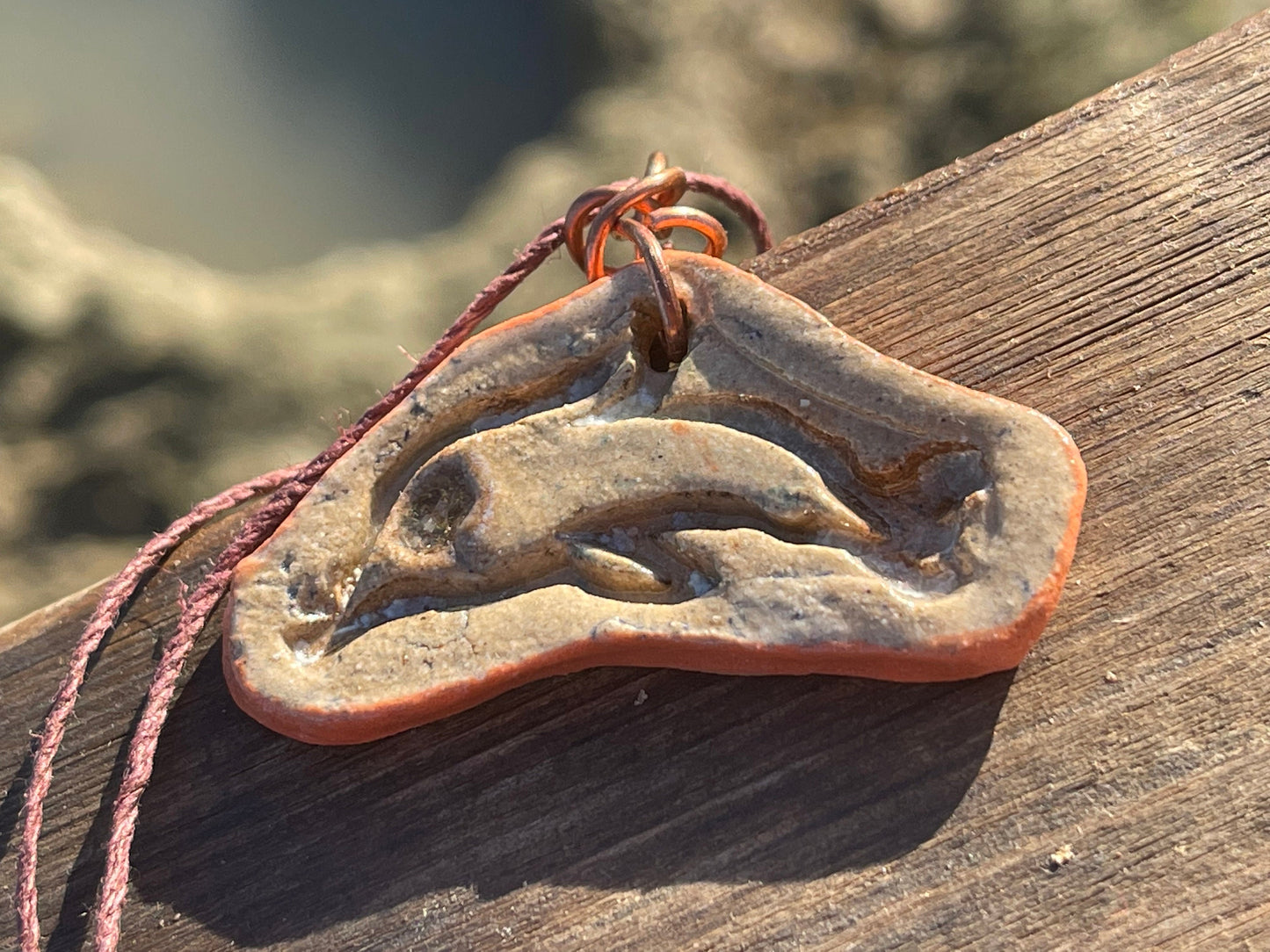 Handmade necklace, handmade sea glass necklace, pottery necklace, boho jewellery, bird necklace, unique jewellery, gift for bird lover