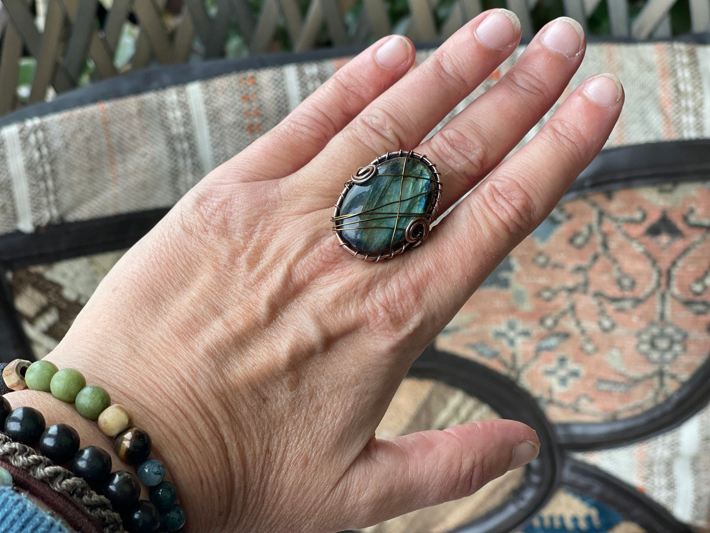 Ethically sourced labradorite ring. Unique gift for her, romantic gift, labradorite jewellery, ethical jewellery, handmade ring, boho ring