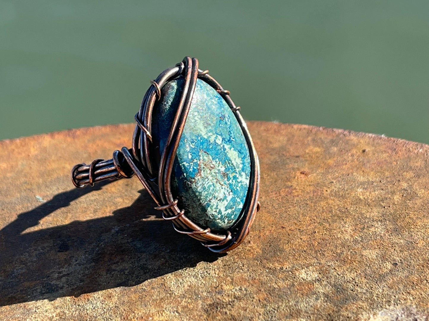 Shattuckite ring, ethical jewellery, blue gemstone ring, Shattuckite jewellery, boho gift for her, boho jewellery, handmade ring, hippy ring