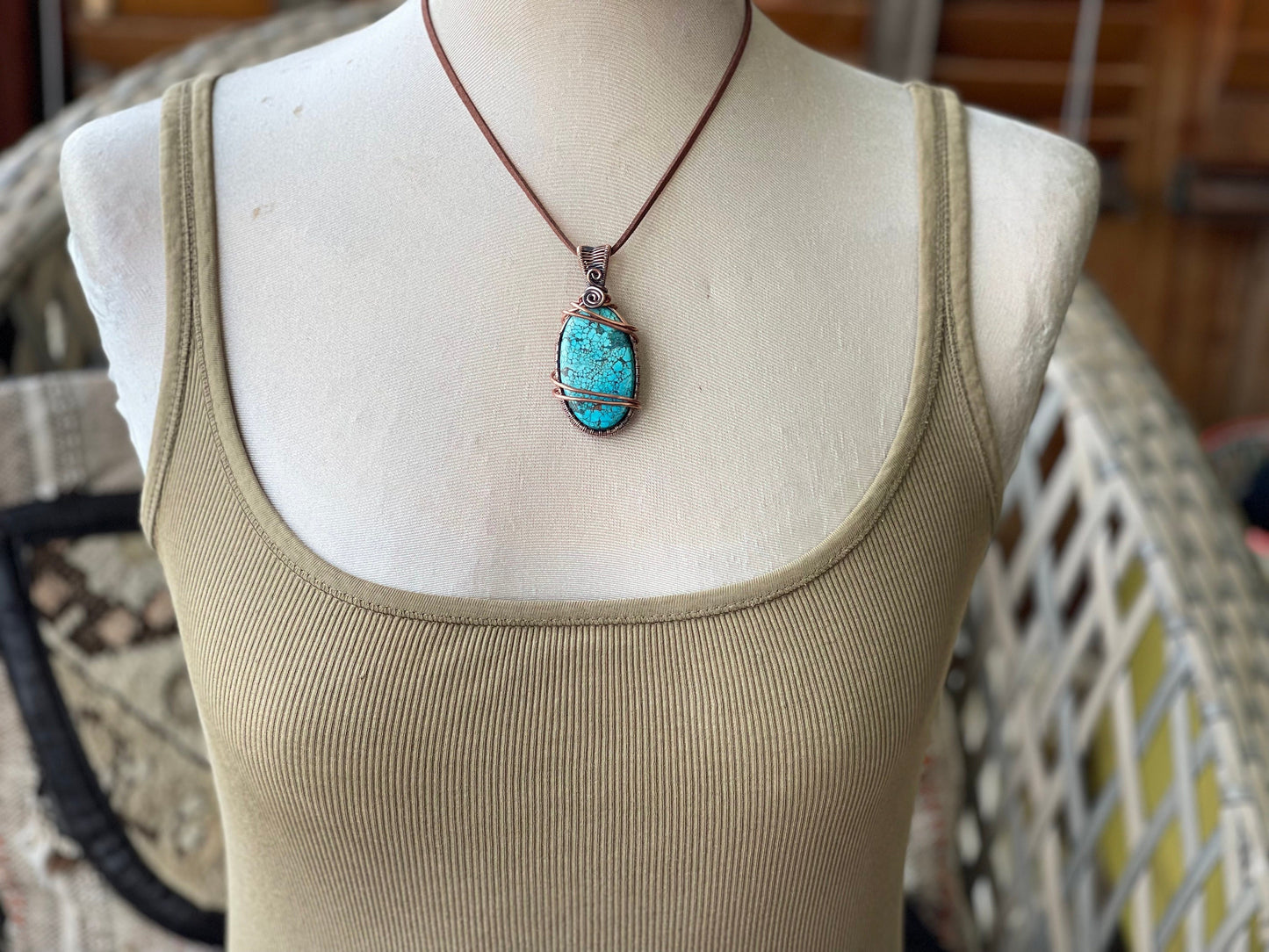 Ethically sourced turquoise necklace. Unique gift for her, romantic gift, blue gemstone necklace, ethical jewellery, handmade boho necklace