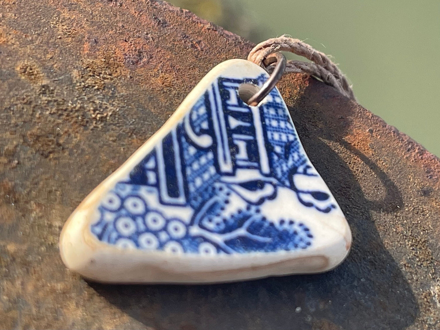 Recycled necklace, sea pottery necklace, eco friendly gift for her. Handmade necklace, boho gift for ocean lover. Ethical gift for a man