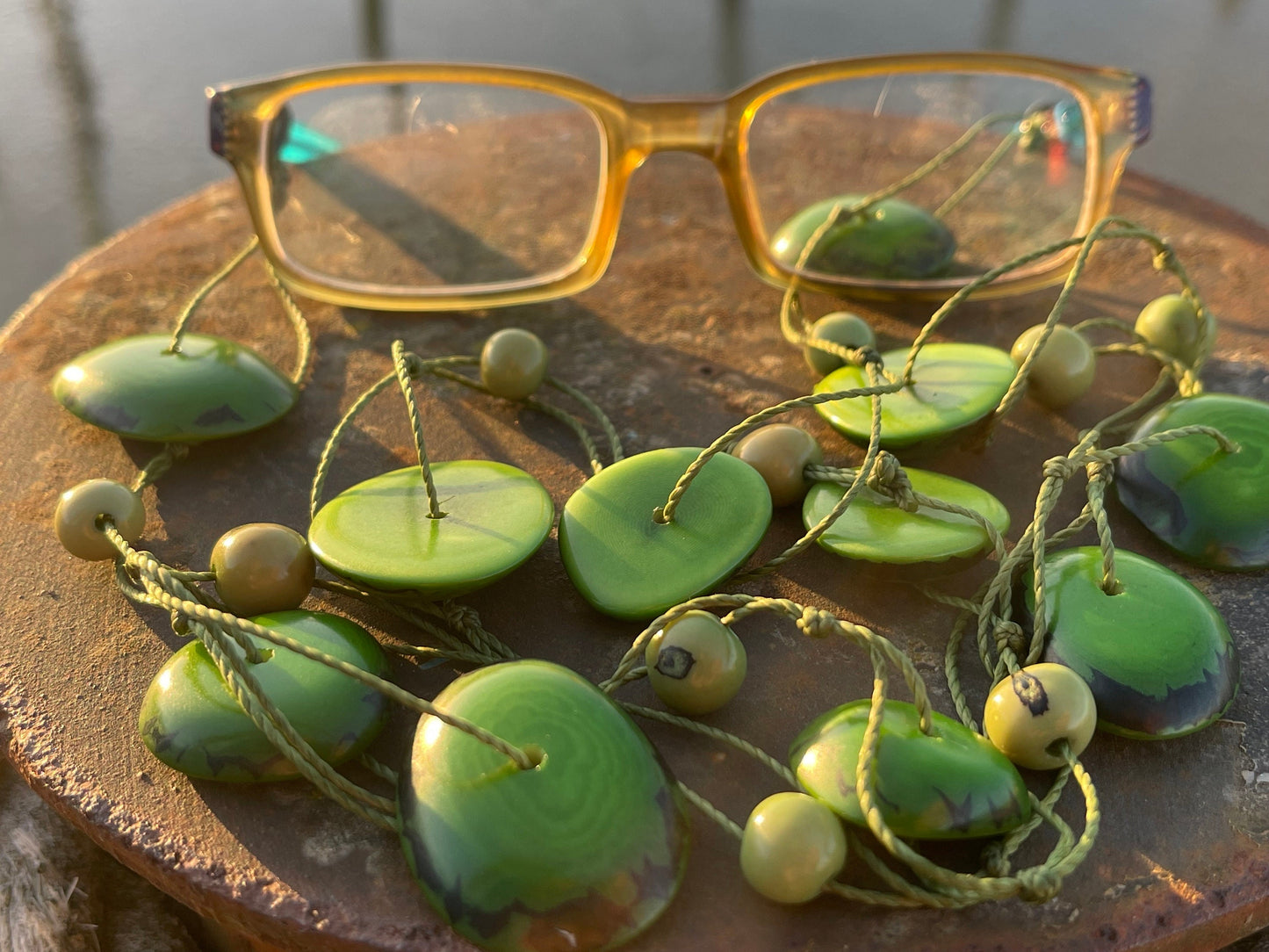 Recycled glasses chain, funky glasses holder, eco friendly glasses chain, ethical jewellery, green glasses chain, boho recycled jewellery