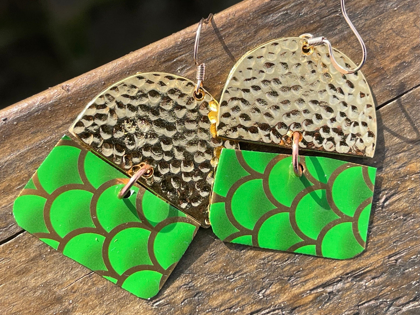 Bright green earrings, boho jewellery, unique earrings, eco friendly jewellery, gift for her, ethical jewellery, large statement earrings.