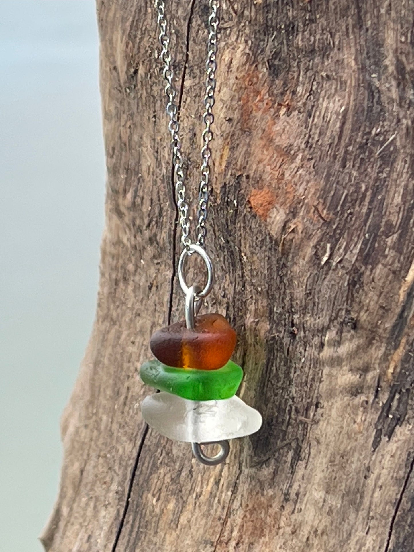 Sea glass necklace, ethical jewellery, boho necklace, ethical gift for him, eco friendly necklace, sea glass pendant, sea glass necklaces