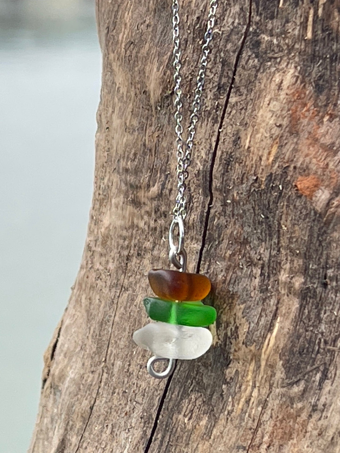 Sea glass necklace, ethical jewellery, boho necklace, ethical gift for him, eco friendly necklace, sea glass pendant, sea glass necklaces