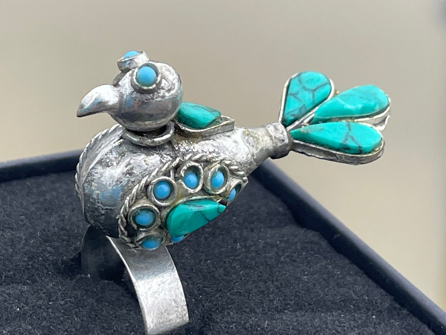 Adjustable vintage bird ring, silver bird ring, Vintage Bird Ring, turquoise ring, Boho Ethical Jewelry, Unique Gift for Her