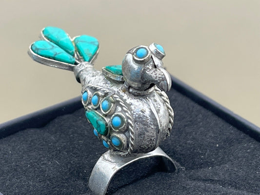 Adjustable vintage bird ring, silver bird ring, Vintage Bird Ring, turquoise ring, Boho Ethical Jewelry, Unique Gift for Her