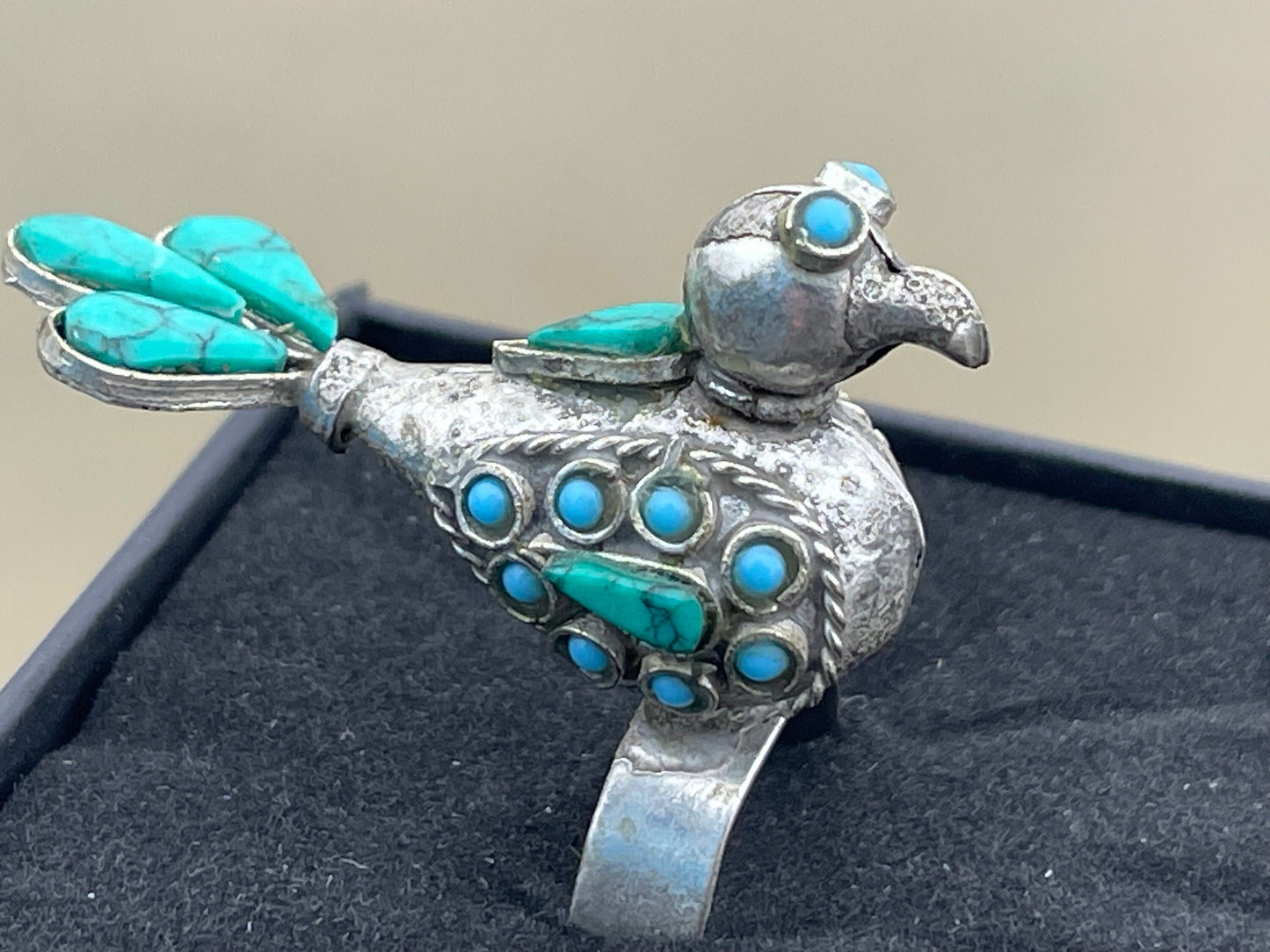 Adjustable vintage bird ring, silver bird ring, Vintage Bird Ring, turquoise ring, Boho Ethical Jewelry, Unique Gift for Her