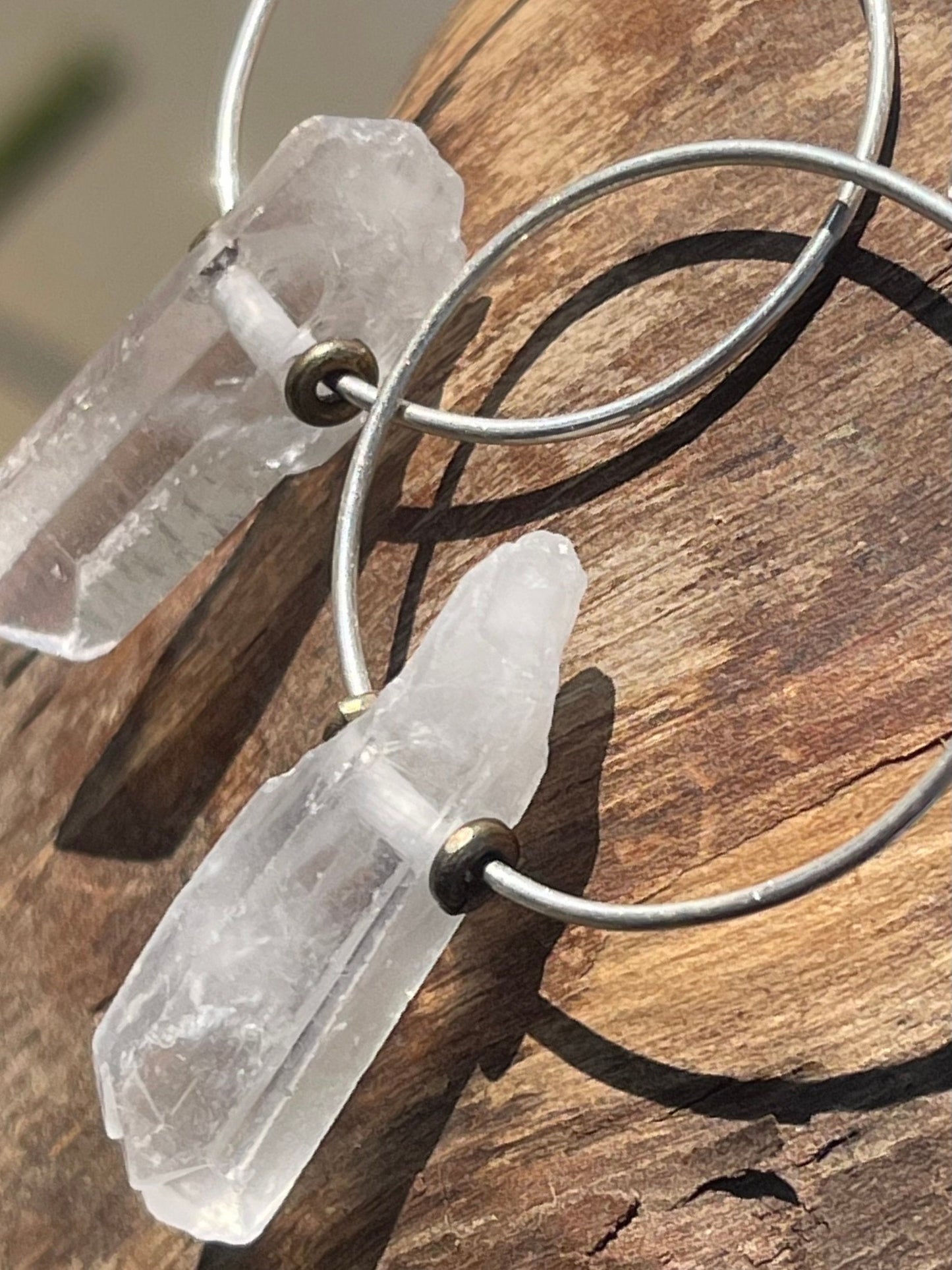 Quartz earrings, gemstone hoop earrings, quartz jewellery, gift for her, boho earrings, handmade earrings, gift for her, ethical jewellery