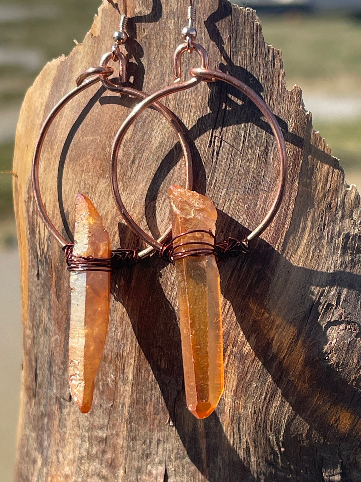 Quartz earrings, gemstone hoop earrings, quartz jewellery, gift for her, boho earrings, handmade earrings, gift for her, ethical jewellery