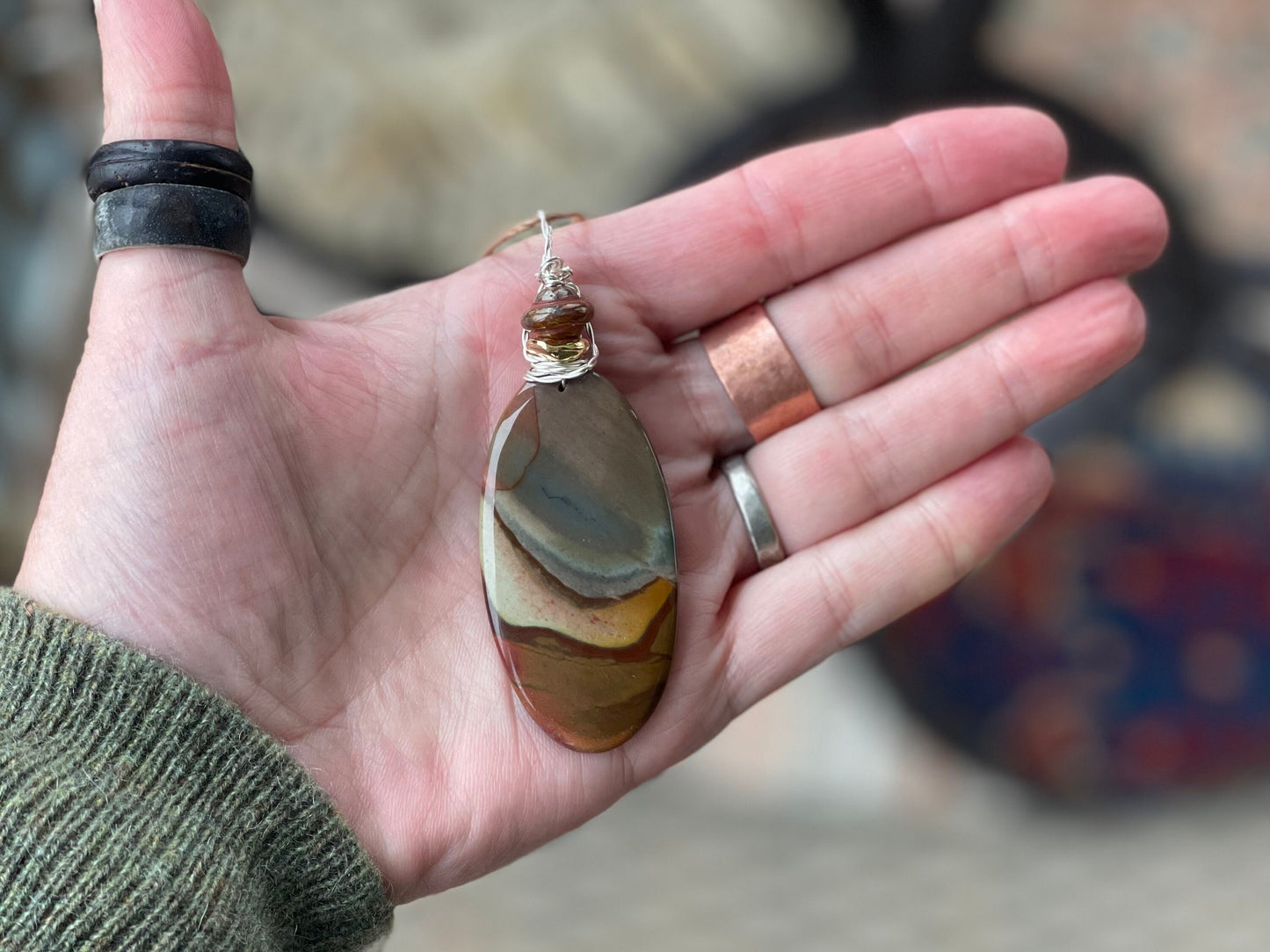 Orange jasper necklace, boho gift for her, gift for him, ethically jewellery, unique necklace, boho jewellery, unique handmade necklace