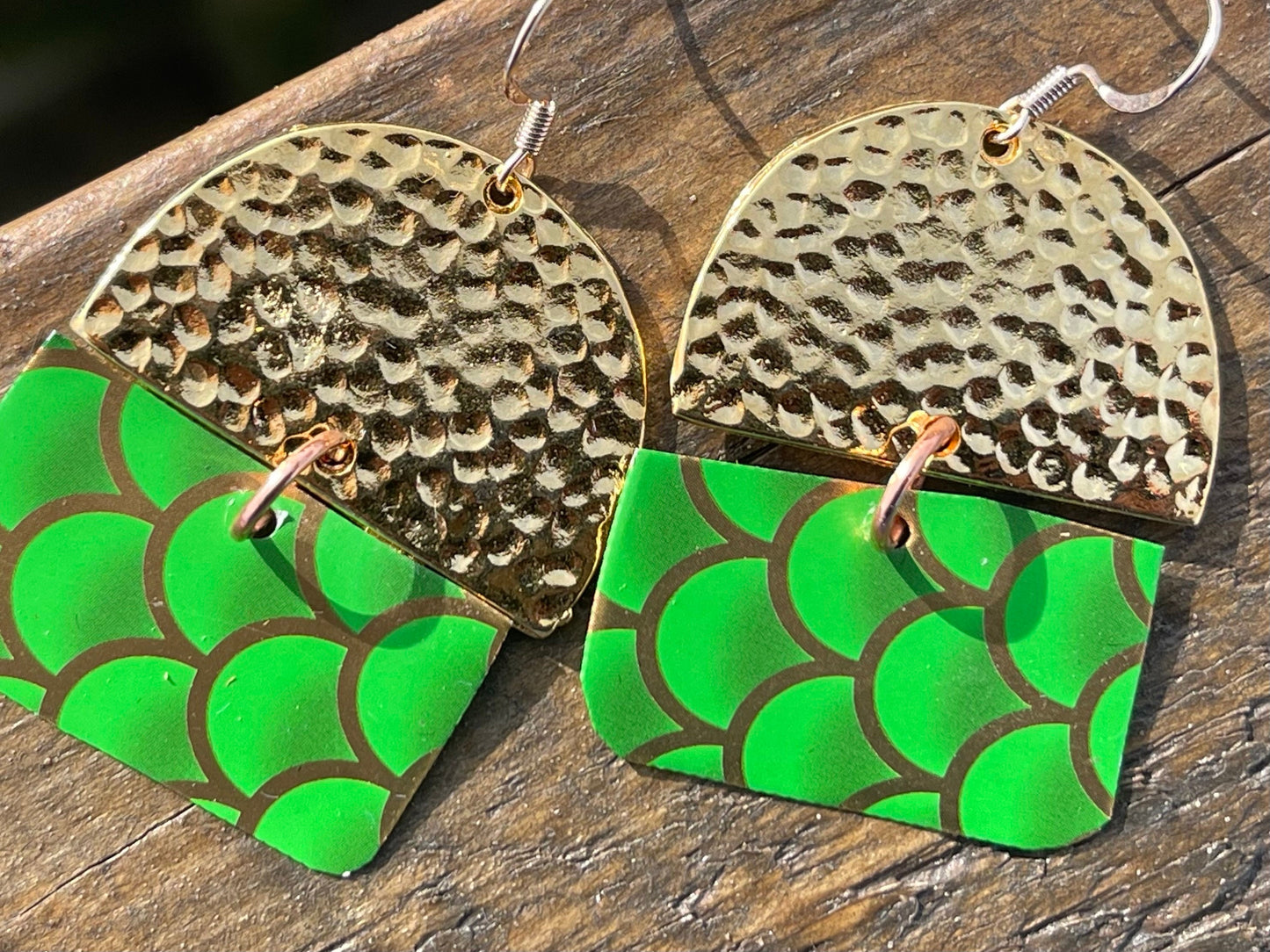 Bright green earrings, boho jewellery, unique earrings, eco friendly jewellery, gift for her, ethical jewellery, large statement earrings.