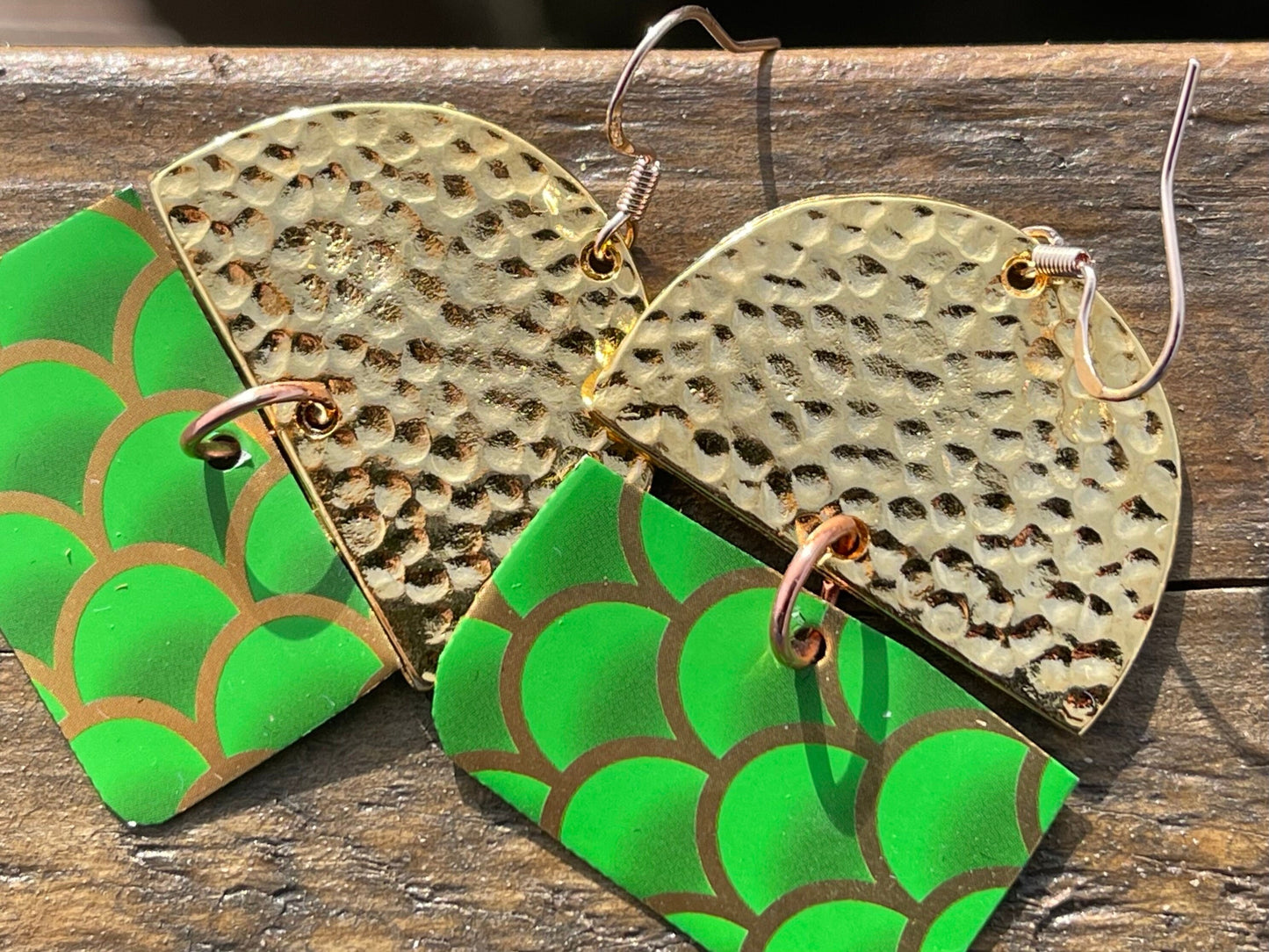 Bright green earrings, boho jewellery, unique earrings, eco friendly jewellery, gift for her, ethical jewellery, large statement earrings.