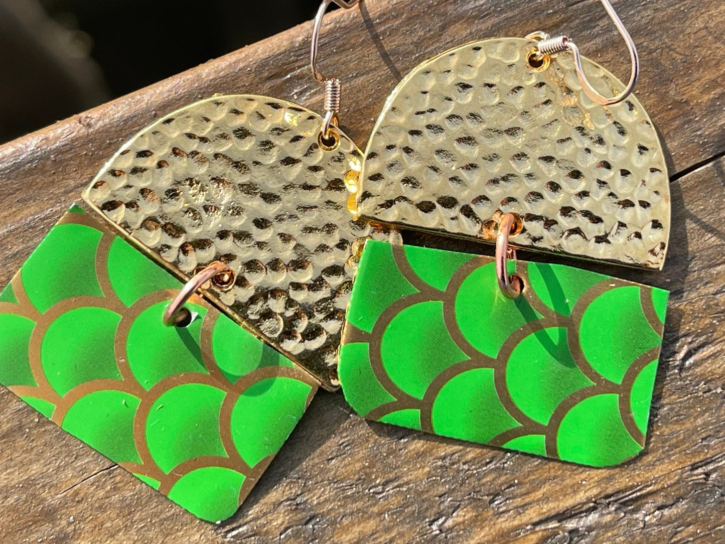 Bright green earrings, boho jewellery, unique earrings, eco friendly jewellery, gift for her, ethical jewellery, large statement earrings.