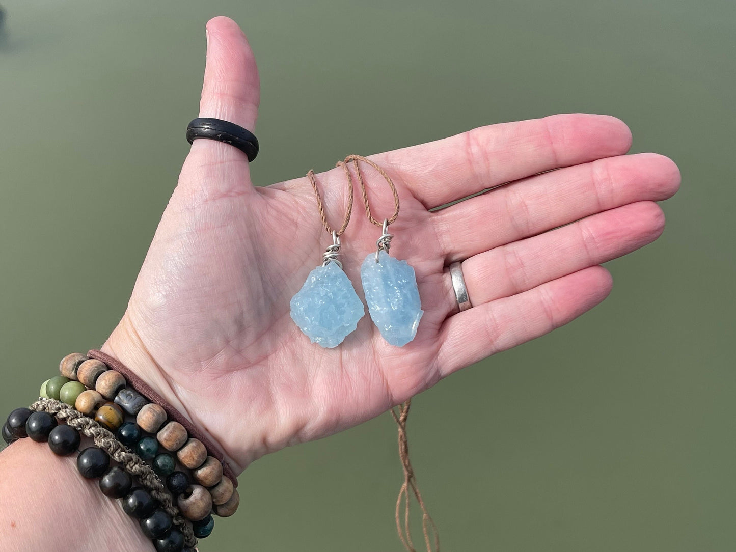 Raw aquamarine necklace on recycled sterling silver. Handmade necklace, Aquamarine pendant, aquamarine jewellery, unique jewellery