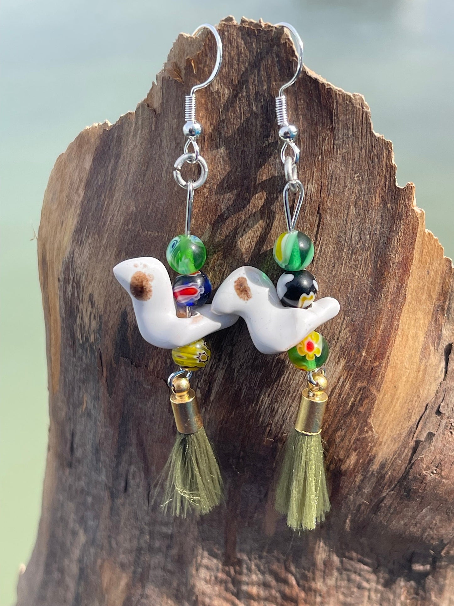 Bird earrings, unique earrings, ethical jewellery, unusual boho jewellery, handmade earrings, boho earrings, handmade jewellery, boho gifts