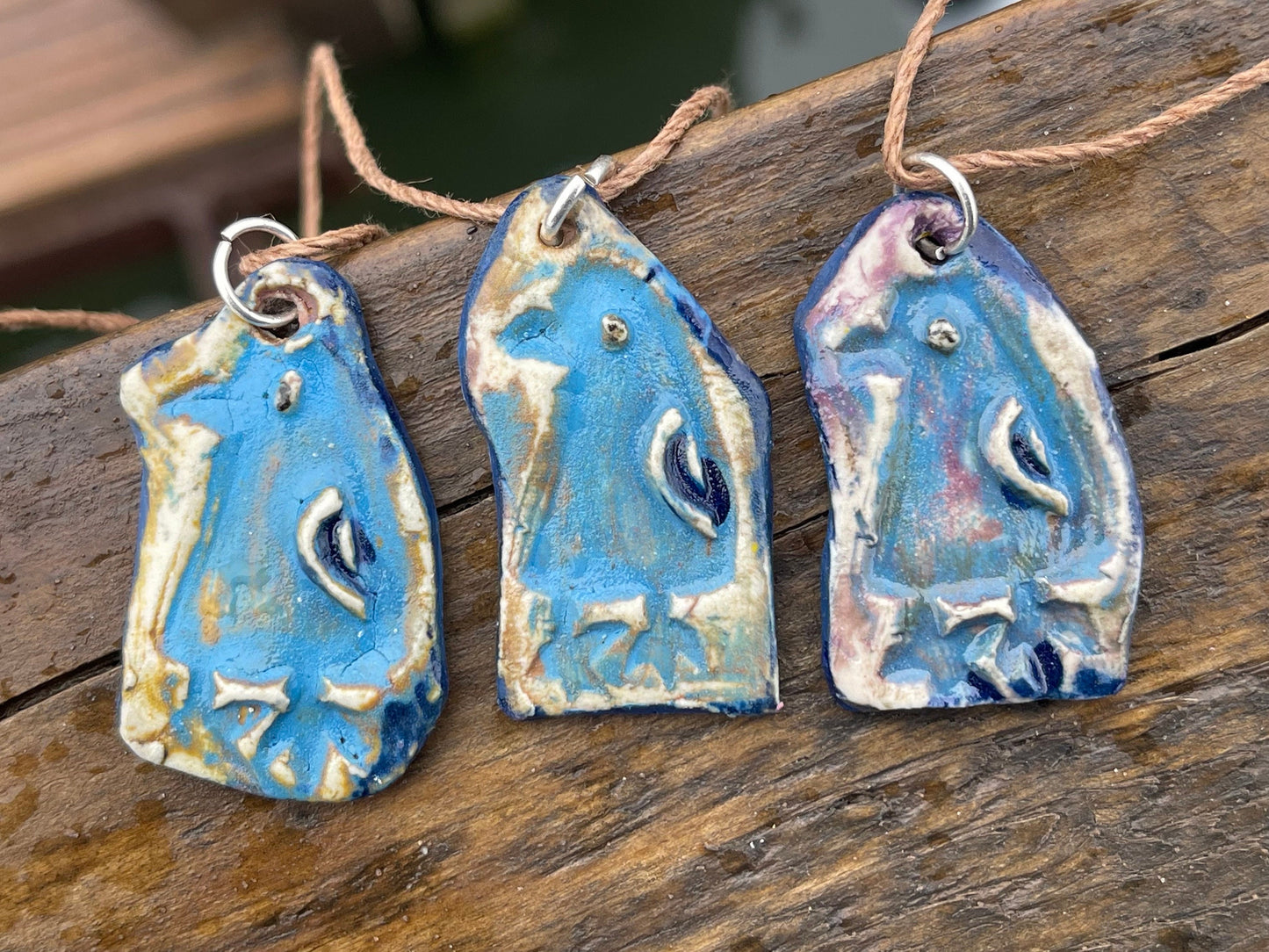 SALE - Penguin pendants using Sussex clay. Unique jewellery, festive necklace, penguin jewellery, penguin necklace, handmade unique necklace