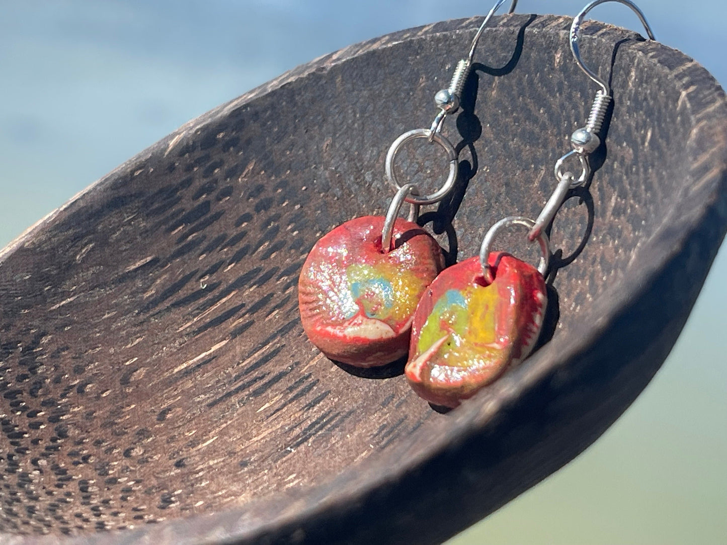 Handmade Ceramic Earrings, Unique earrings, Ethical jewellery. Boho Gift for her, eco friendly jewellery, artisan earrings, pink jewellery