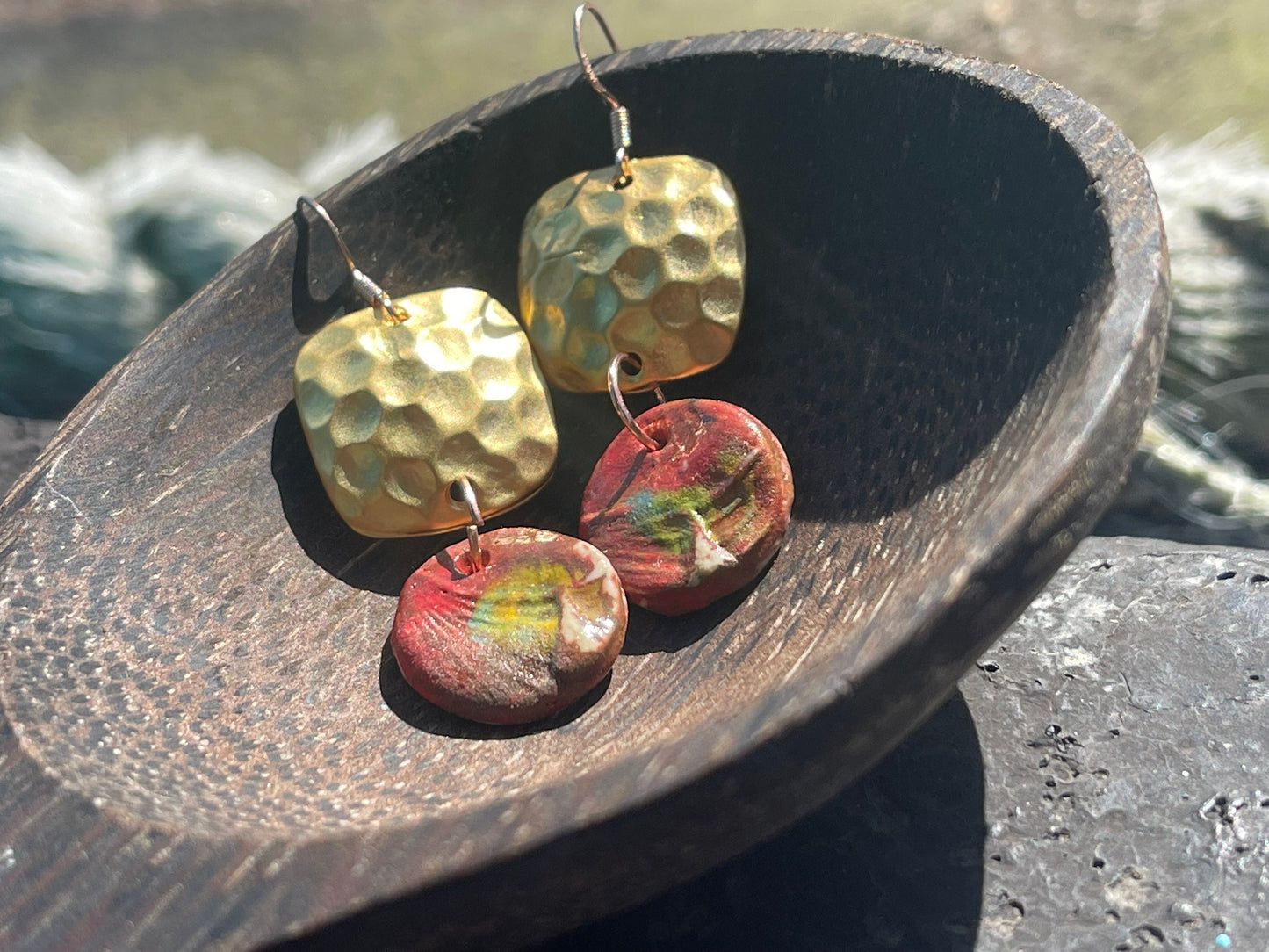 Handmade Ceramic Earrings made with Sussex Clay - Unique jewellery, Pink earrings, Ethical Jewelry