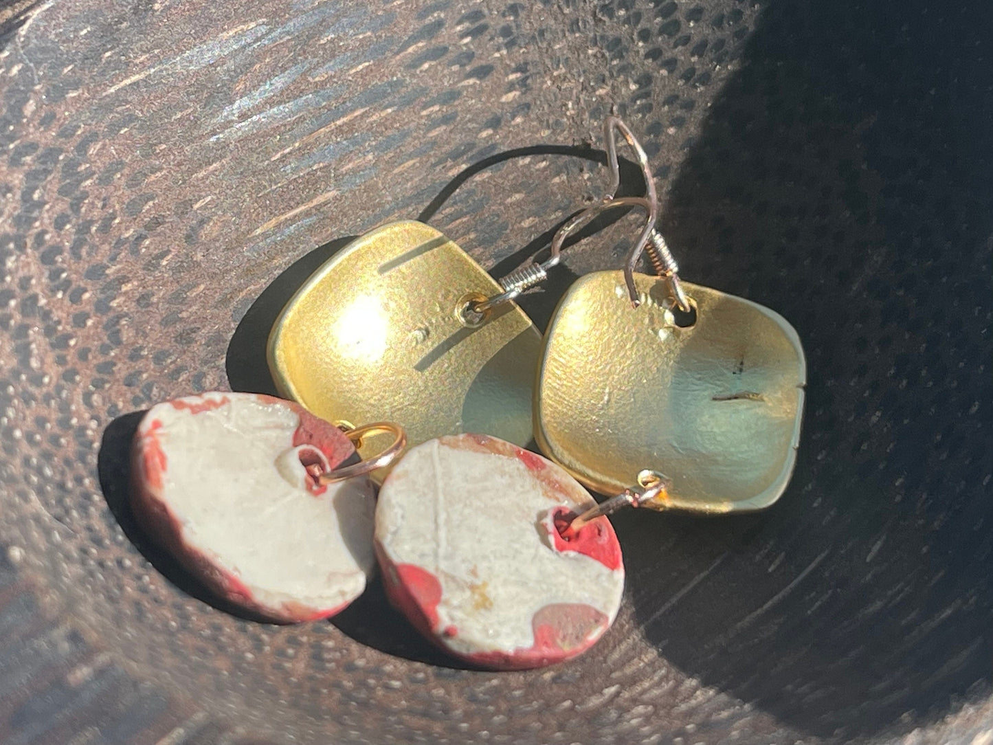 Handmade Ceramic Earrings made with Sussex Clay - Unique jewellery, Pink earrings, Ethical Jewelry