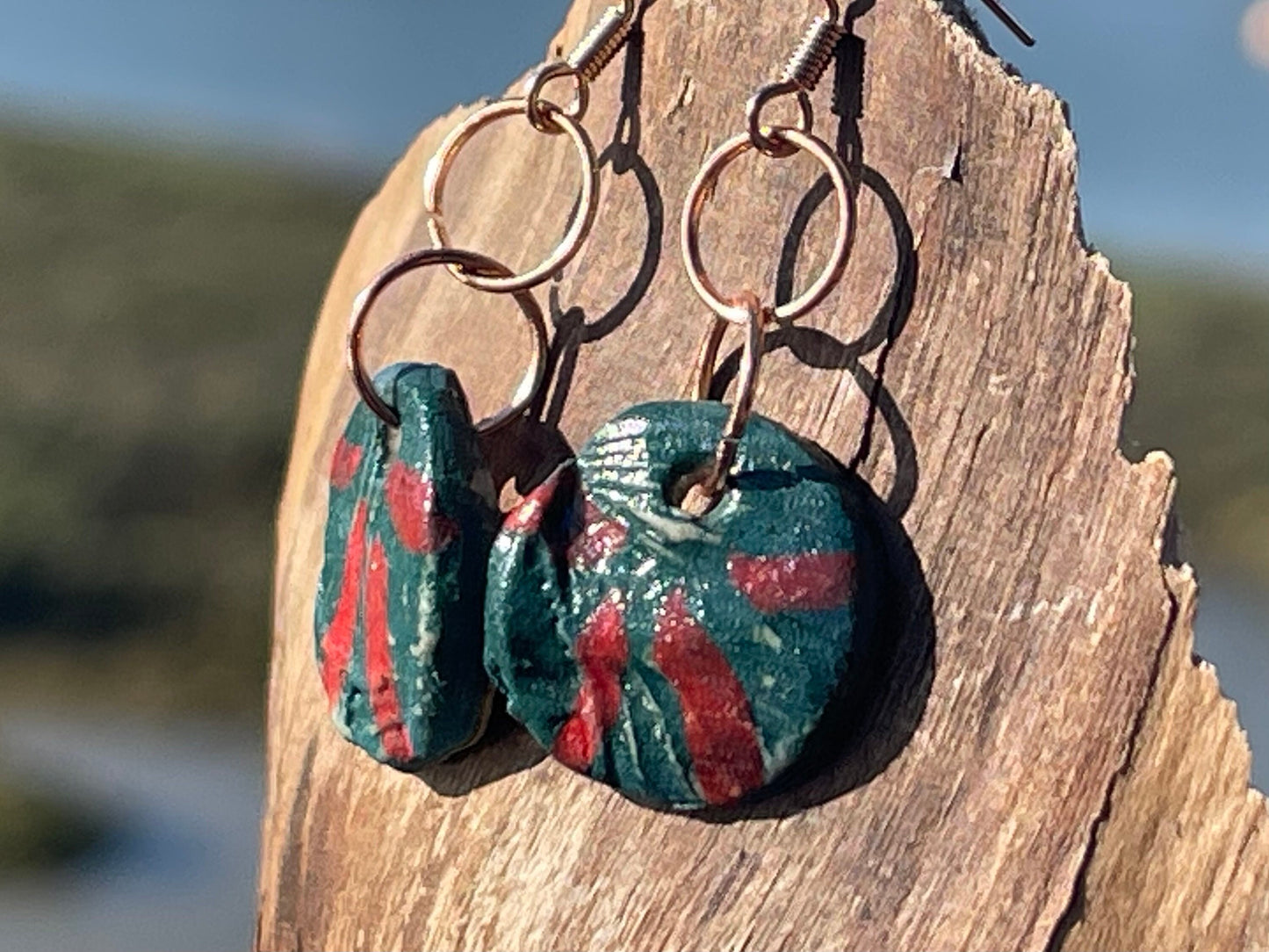 Unique Handmade Ceramic Earrings, Small earrings, Ethical Gift for Her, dangly earrings, turquoise jewellery