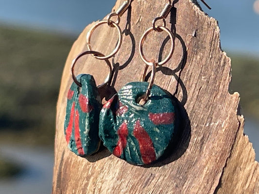 Unique Handmade Ceramic Earrings, Small earrings, Ethical Gift for Her, dangly earrings, turquoise jewellery