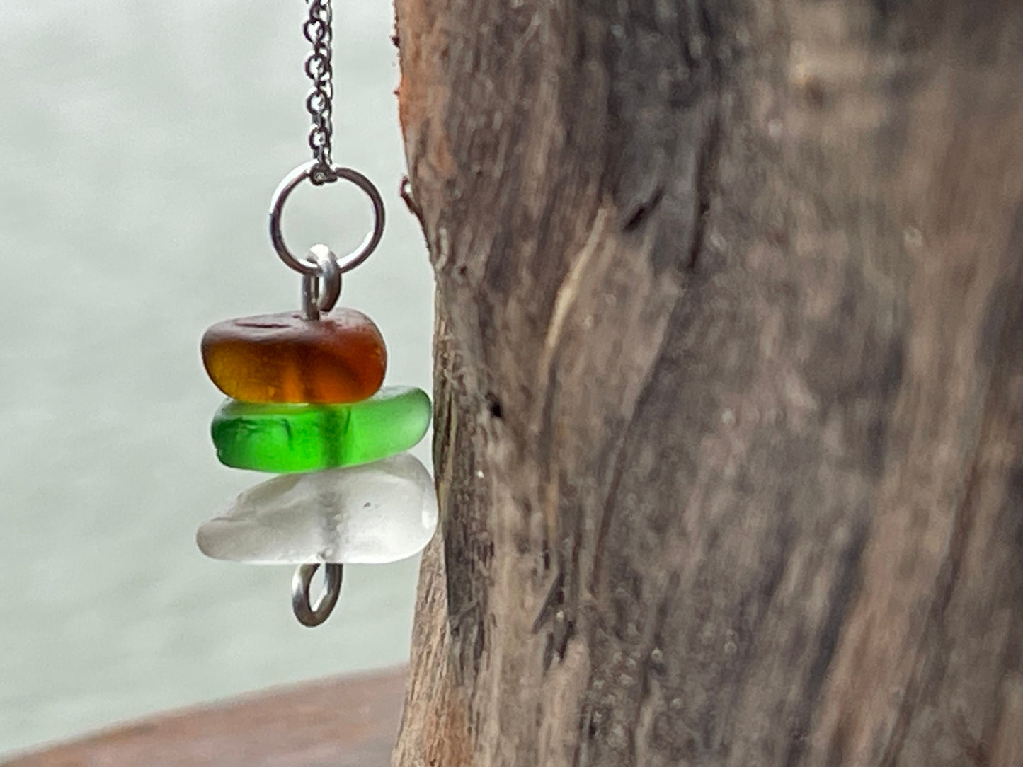 Sea glass necklace, ethical jewellery, boho necklace, ethical gift for him, eco friendly necklace, sea glass pendant, sea glass necklaces