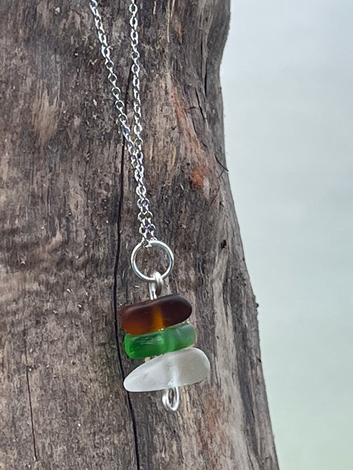 Sea glass necklace, ethical jewellery, boho necklace, ethical gift for him, eco friendly necklace, sea glass pendant, sea glass necklaces