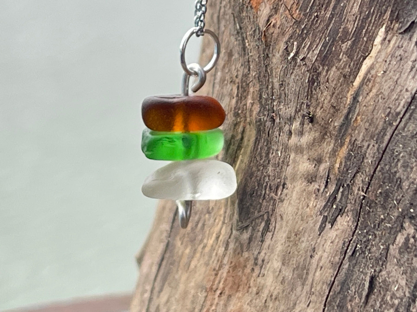 Sea glass necklace, ethical jewellery, boho necklace, ethical gift for him, eco friendly necklace, sea glass pendant, sea glass necklaces