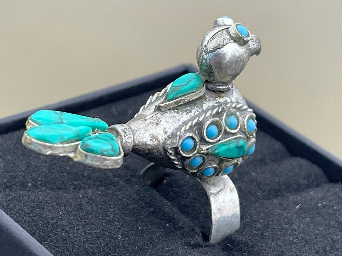 Adjustable vintage bird ring, silver bird ring, Vintage Bird Ring, turquoise ring, Boho Ethical Jewelry, Unique Gift for Her