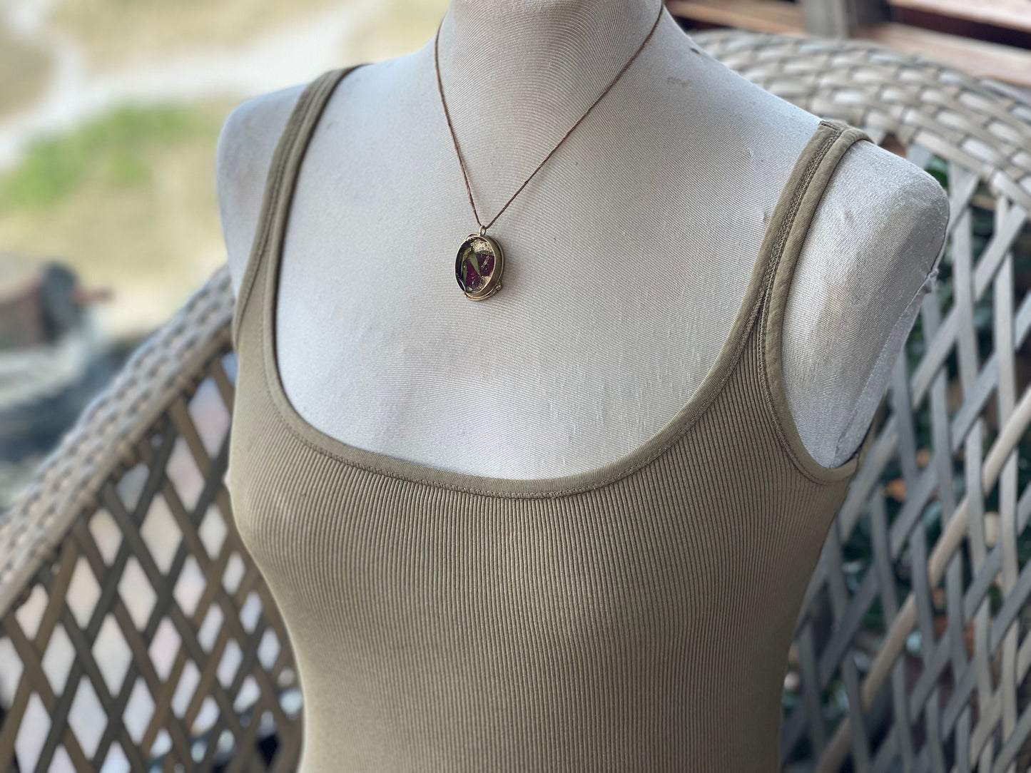 Romantic Red Rose Pendant, Boho Flower Necklace, Unique Handcrafted Gift for Her