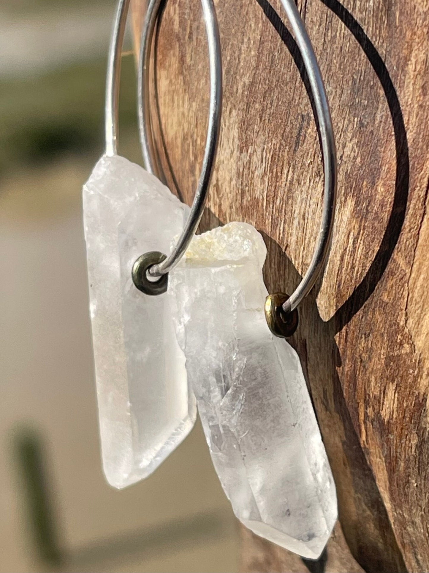 Quartz earrings, gemstone hoop earrings, quartz jewellery, gift for her, boho earrings, handmade earrings, gift for her, ethical jewellery