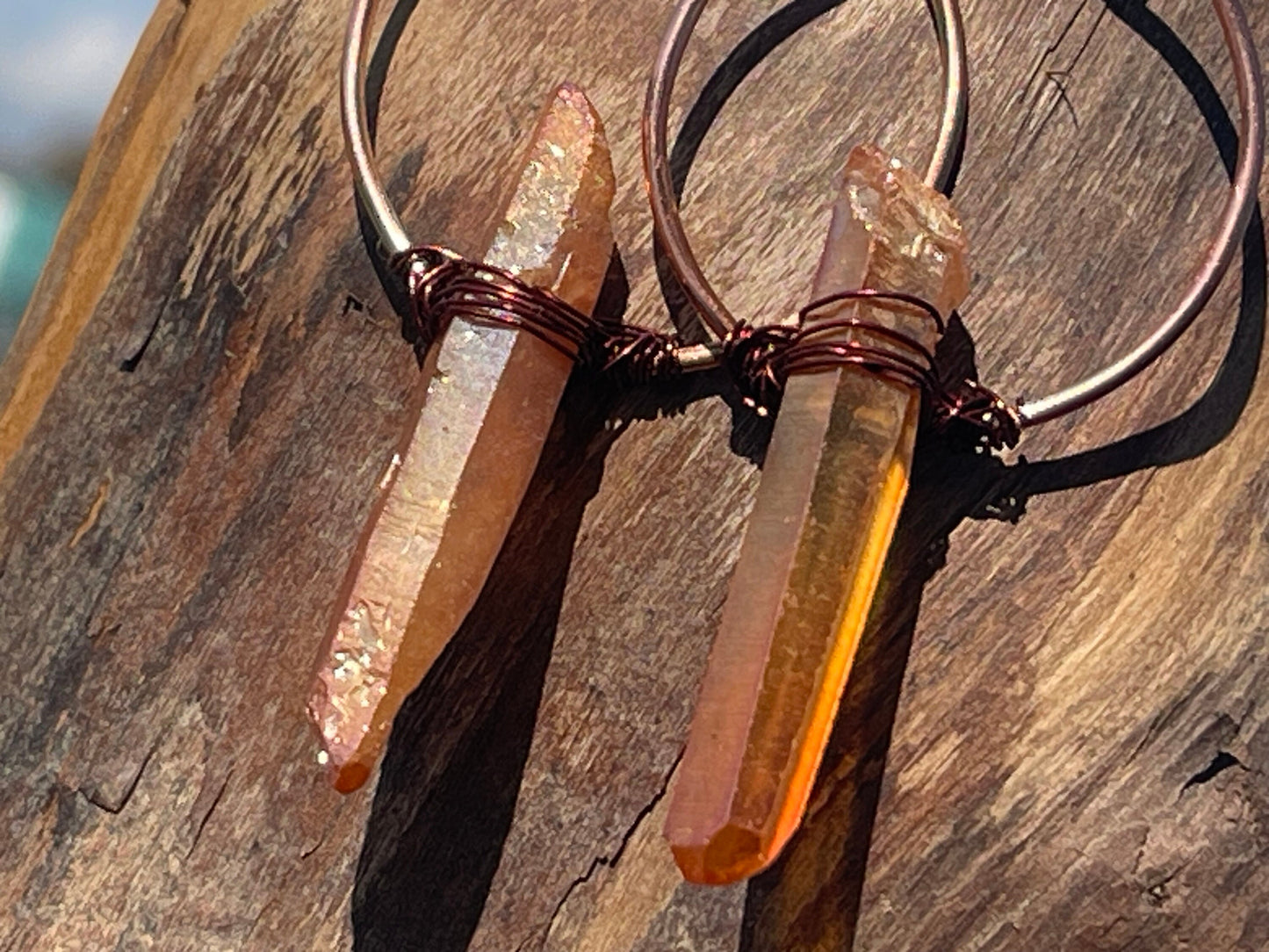 Quartz earrings, gemstone hoop earrings, quartz jewellery, gift for her, boho earrings, handmade earrings, gift for her, ethical jewellery