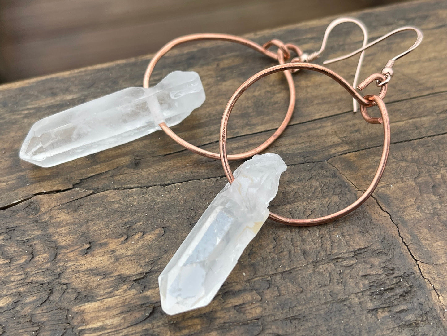 Quartz earrings, gemstone hoop earrings, quartz jewellery, gift for her, boho earrings, handmade earrings, gift for her, ethical jewellery