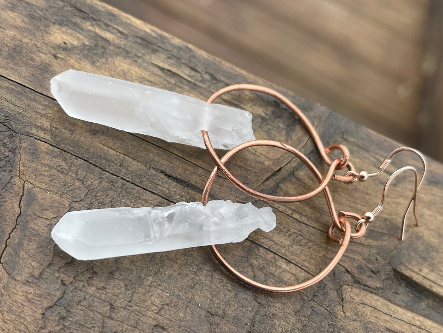 Quartz earrings, gemstone hoop earrings, quartz jewellery, gift for her, boho earrings, handmade earrings, gift for her, ethical jewellery