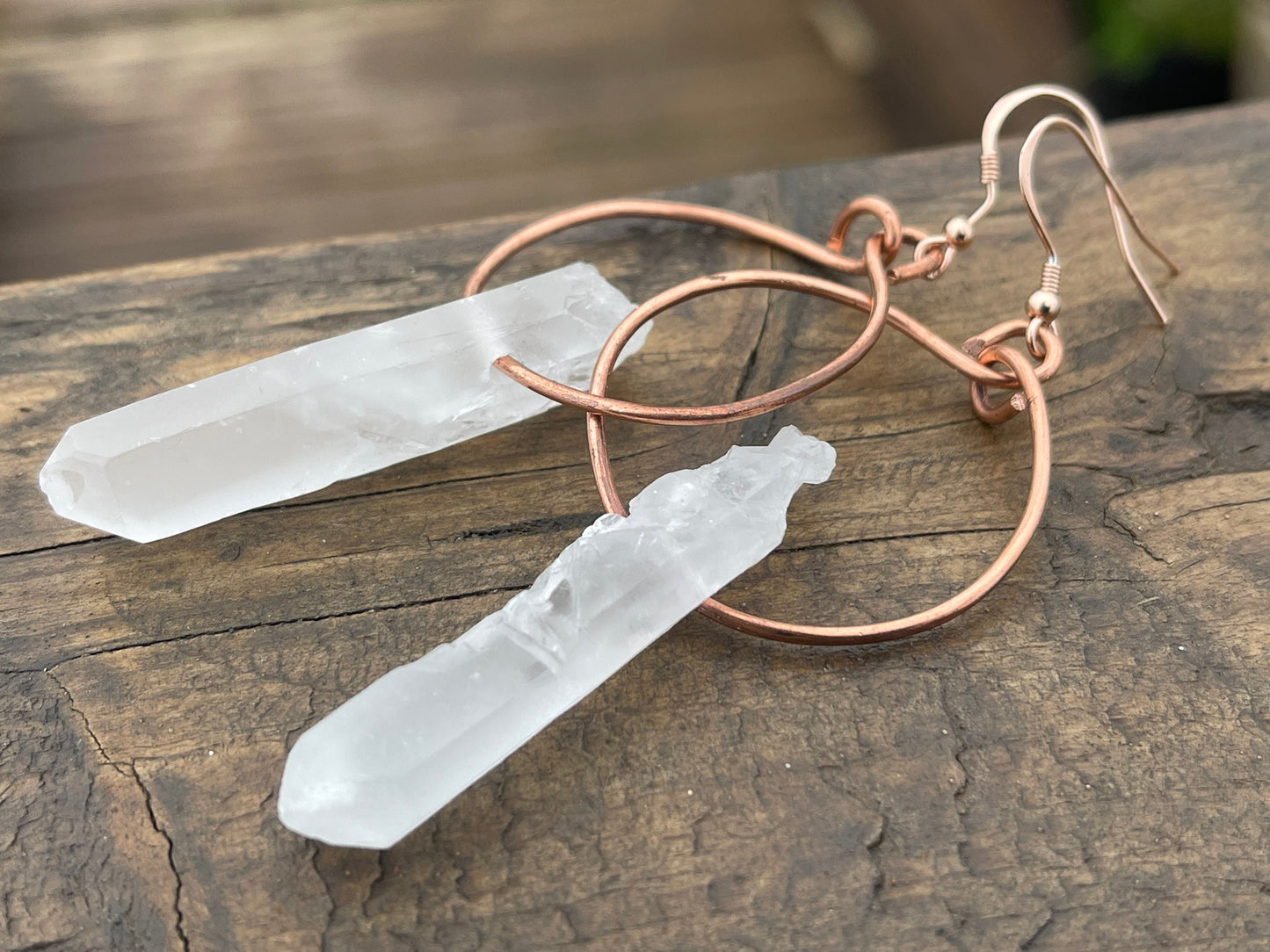 Quartz earrings, gemstone hoop earrings, quartz jewellery, gift for her, boho earrings, handmade earrings, gift for her, ethical jewellery