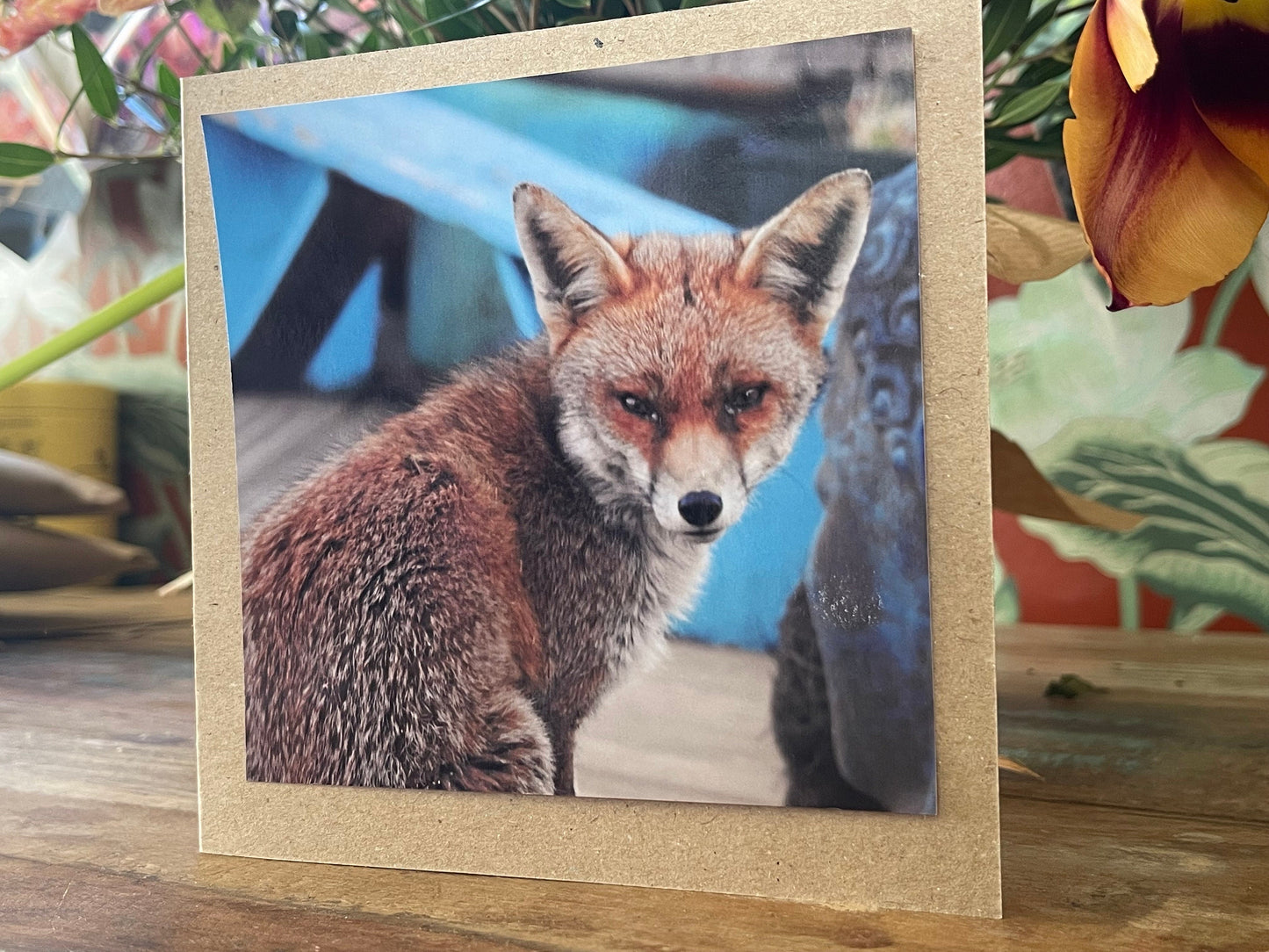 Fox card, recycled card, nature card, birthday card. Eco friendly gift card. Handmade card, gift for fox lower, homemade English animal card